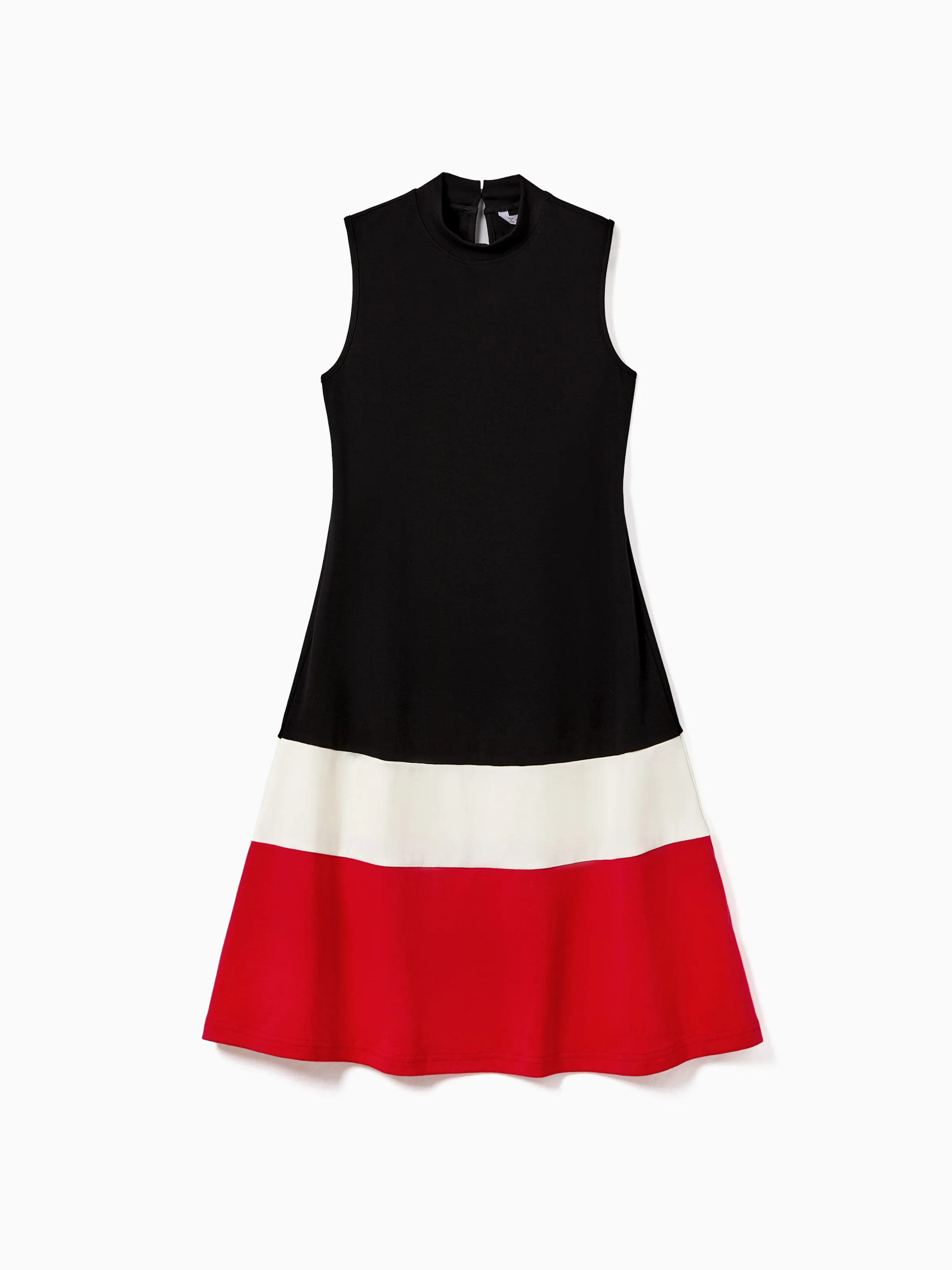 

Family Matching Triple Colorblock T-shirt and Splicing Ruffle Hem Dress Sets