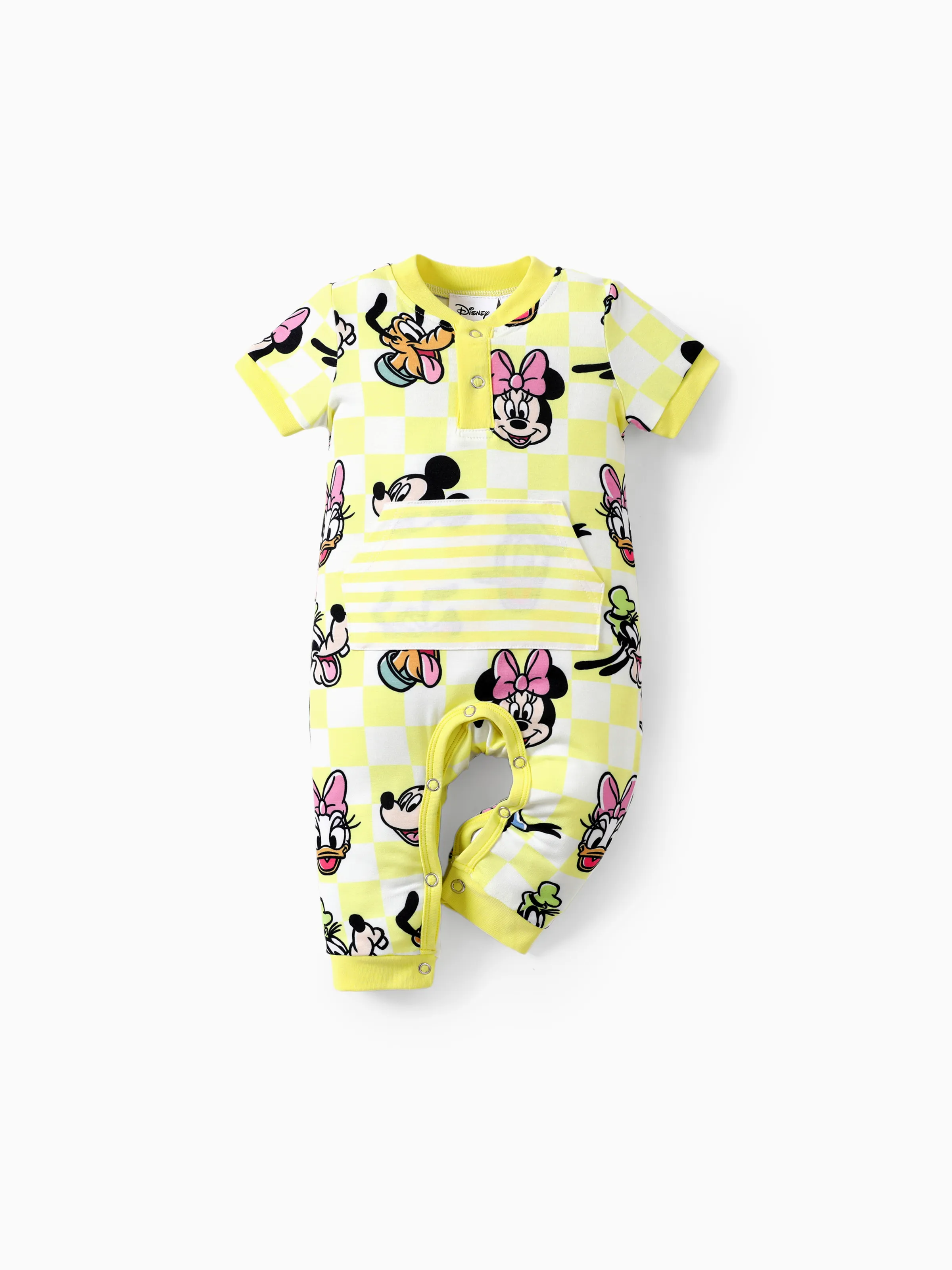 

Disney Mickey and Friends 1pc Baby Boys/Girls Naia™ Plaid/Striped Short-Sleeve Romper