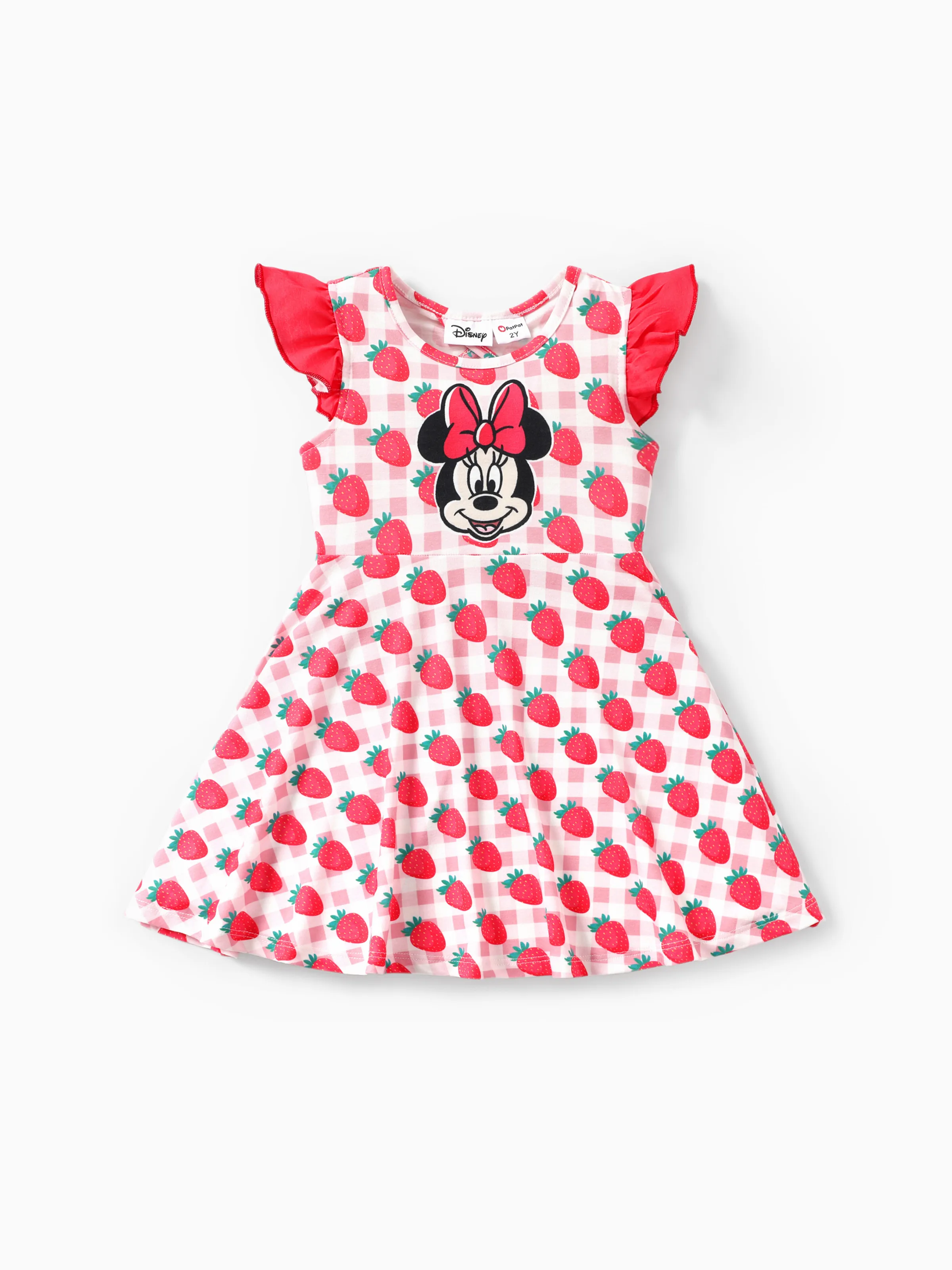 

Disney Mickey and Friends 1pc Toddler Girls Naia™ Ruffled-Sleeve Character Print Floral/Strawberry/Heart-shaped Dress