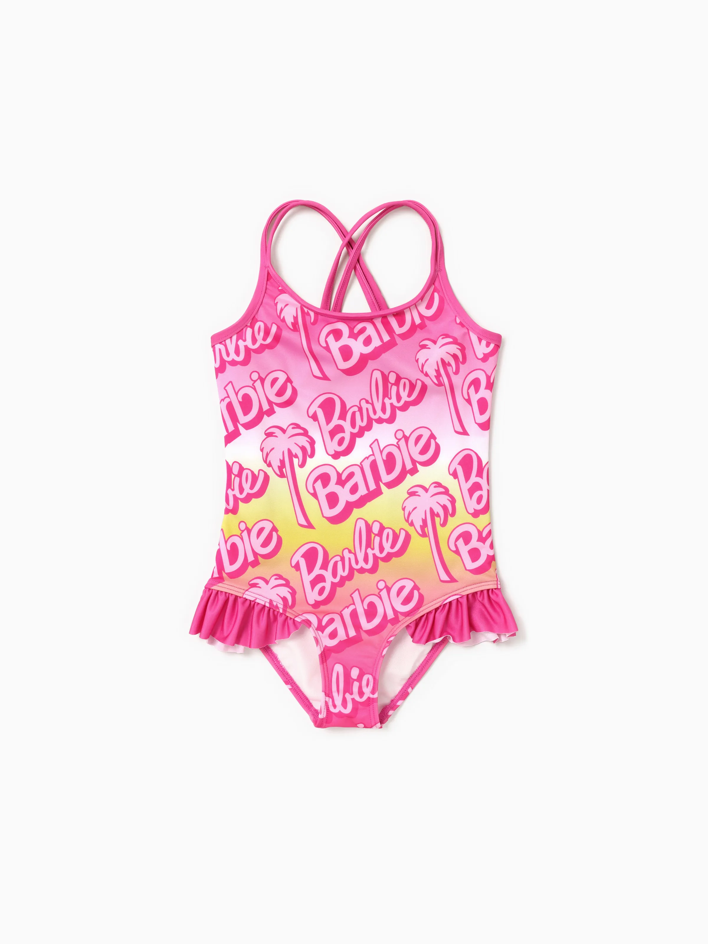 

Barbie Mommy and Me Big Letter Logo Gradient Beach Ruffles Strap One-Piece Swimsuit