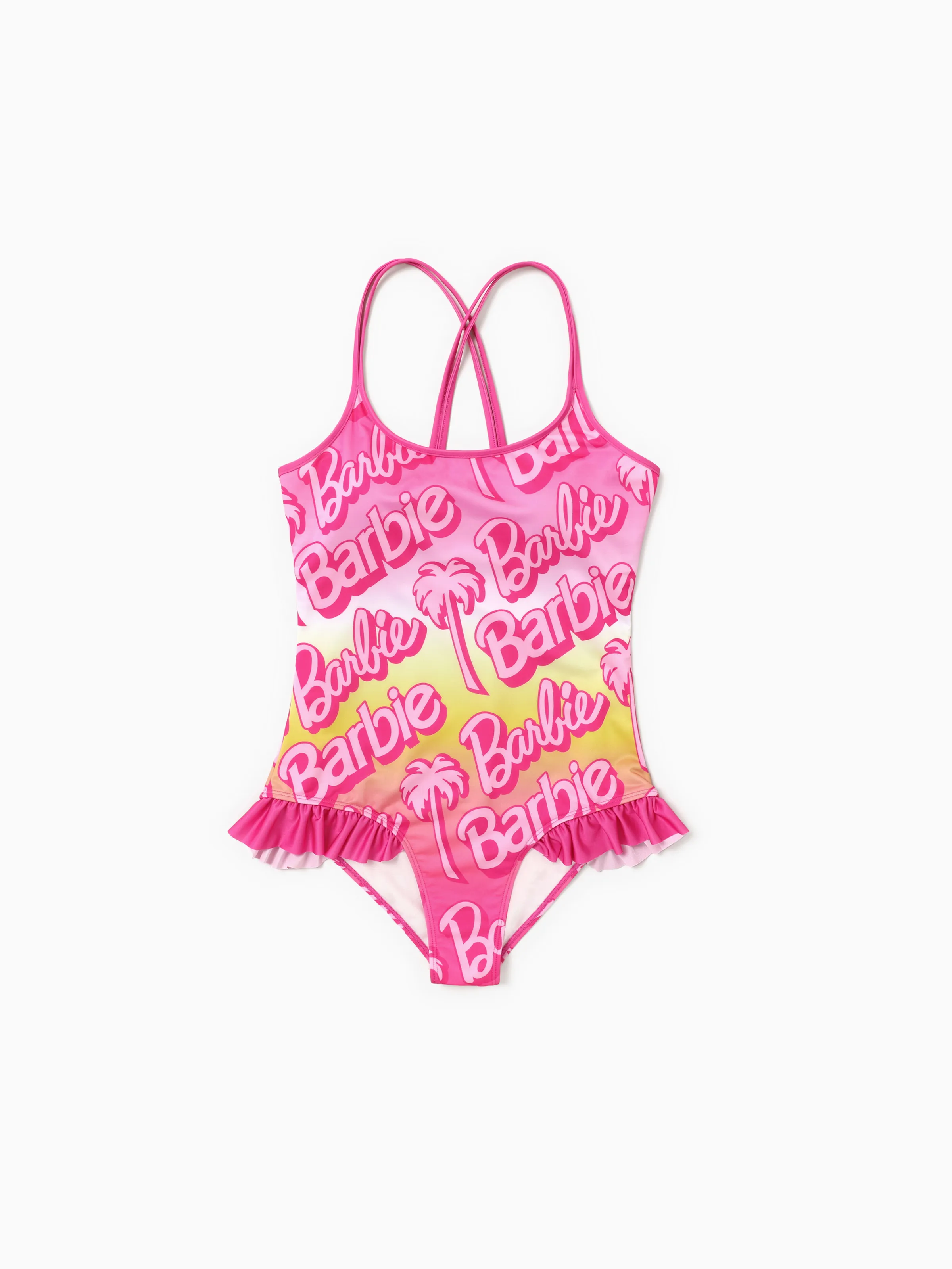 

Barbie Mommy and Me Big Letter Logo Gradient Beach Ruffles Strap One-Piece Swimsuit