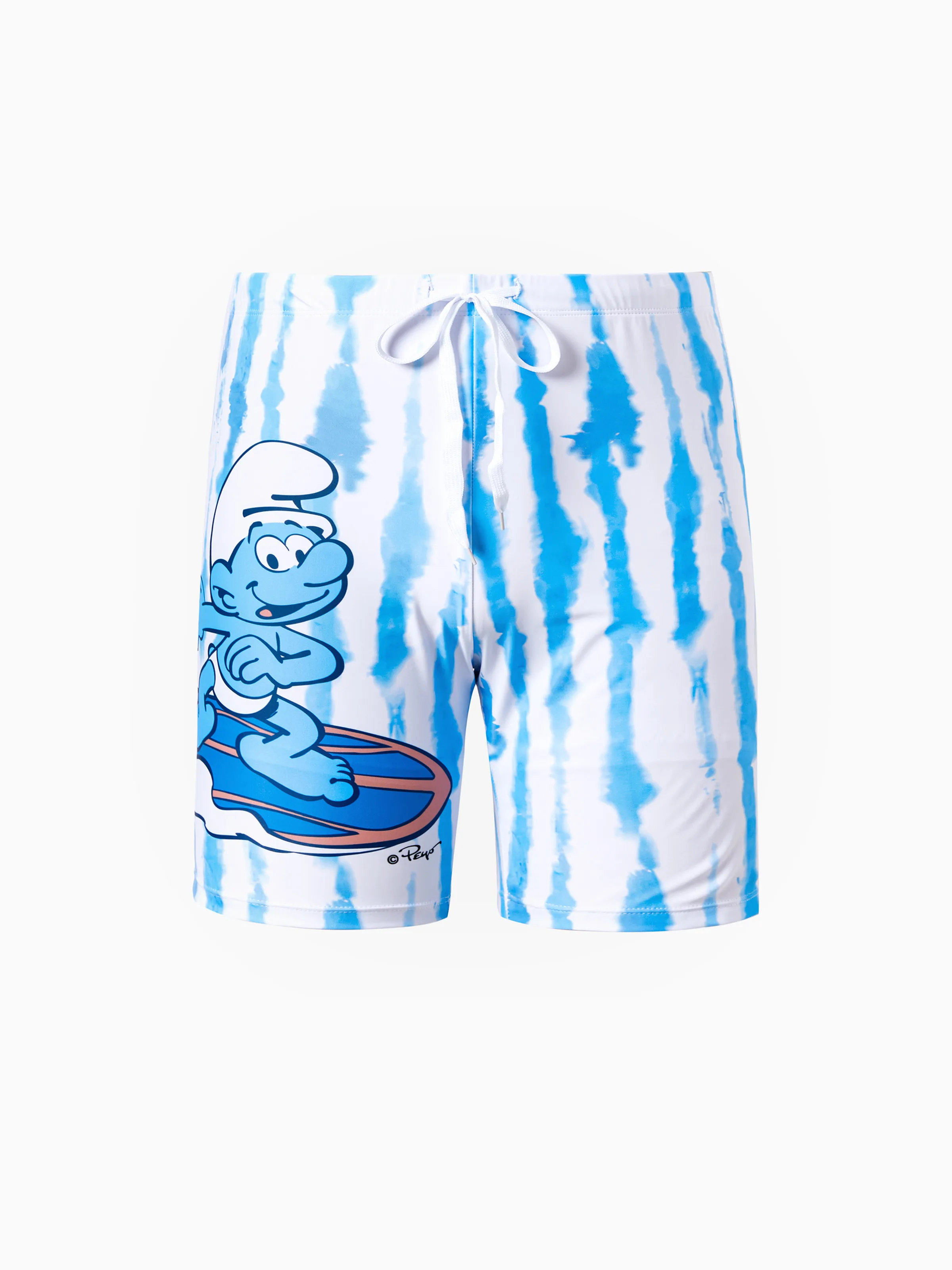 

Smurfs Family Matching Graphic Stripe Pattern Swimsuit/swimming trunks