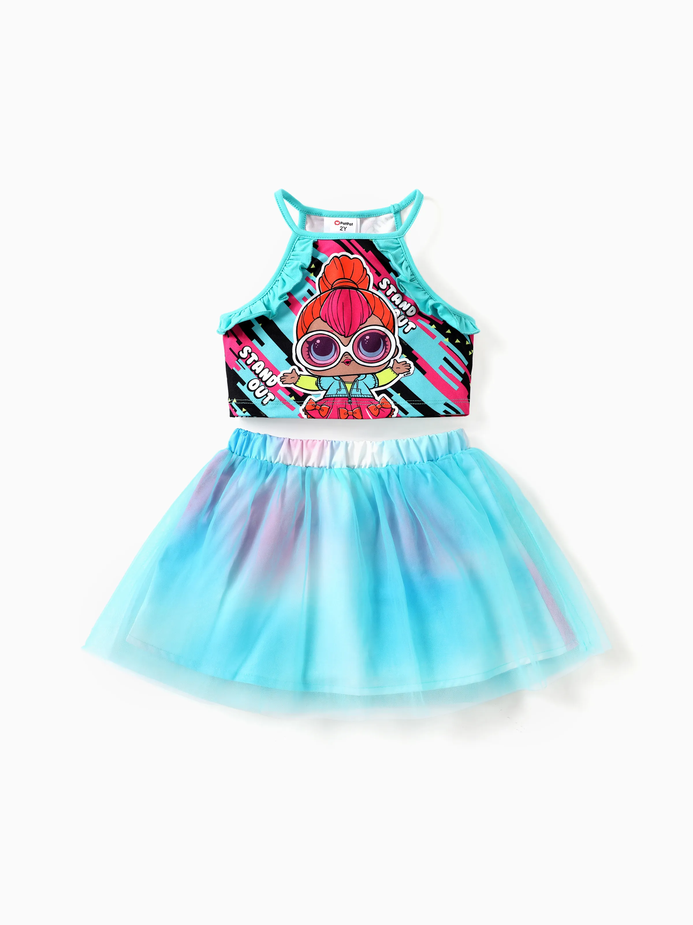 

LOL Surprise 2pcs Toddler Girls Character Print Top with Mesh Skirt Set