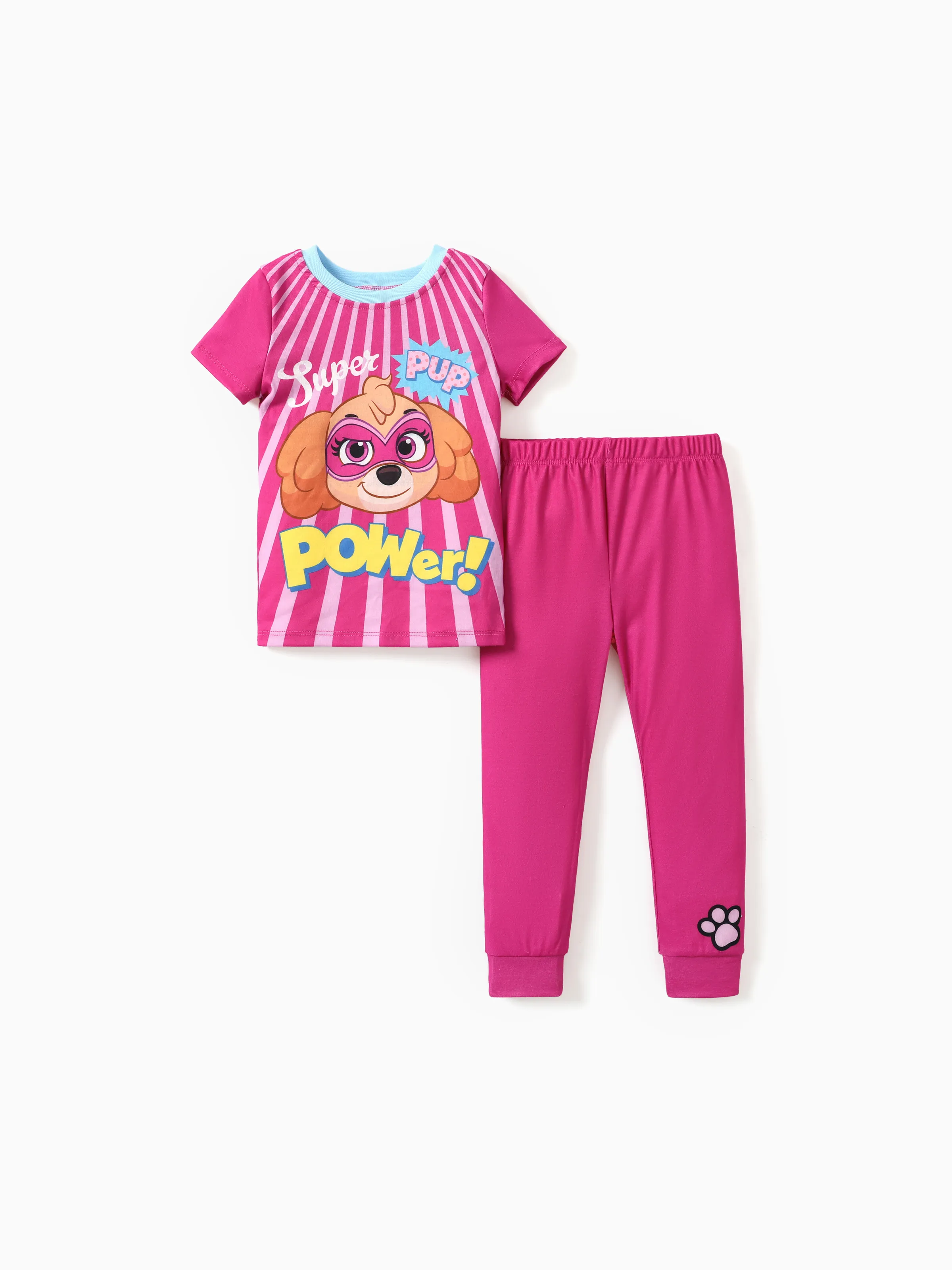 PAW Patrol 2pcs Toddler Boys/Girls Chase/Skye/Rubble Character Print Tight-fitting Pajamas
