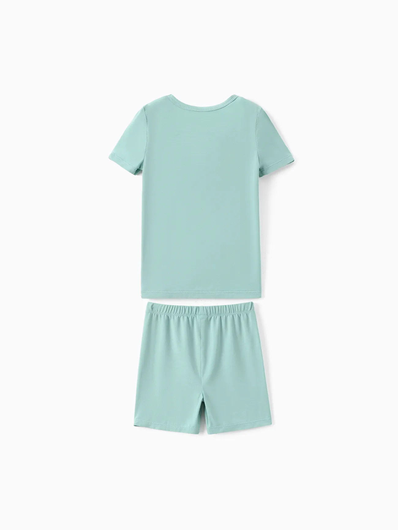 Kids - Bamboo Family Pajamas Solid Color Green Short Sleeve Matching Pajama Set ( Snug-Fitting for Children ) - Green - image 8