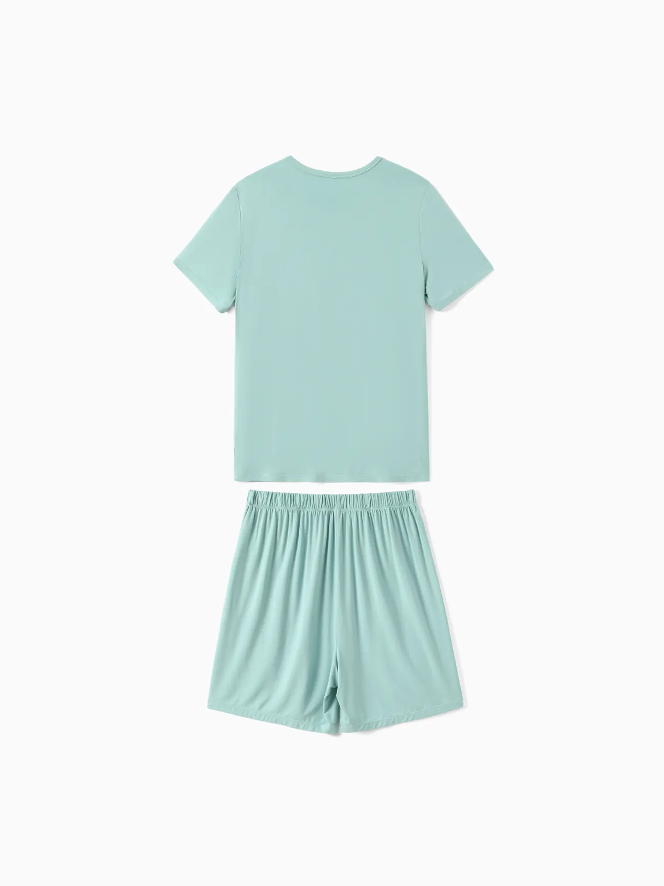 Women - Bamboo Family Pajamas Solid Color Green Short Sleeve Matching Pajama Set ( Snug-Fitting for Children ) - Green - image 3