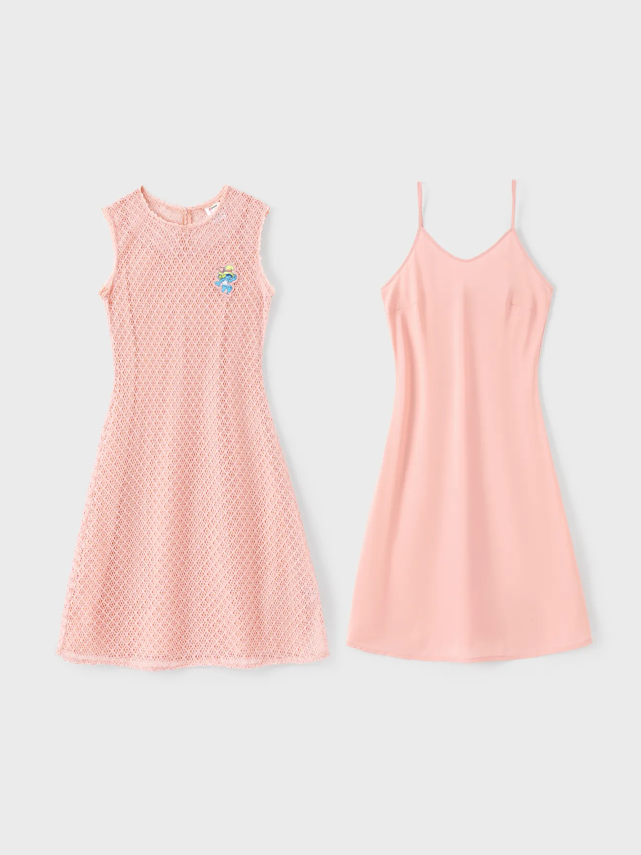 Women - The Smurfs Family matching Character Striped Top/ Embroidered Sleeveless Knitted Dress - Multi-color - image 2
