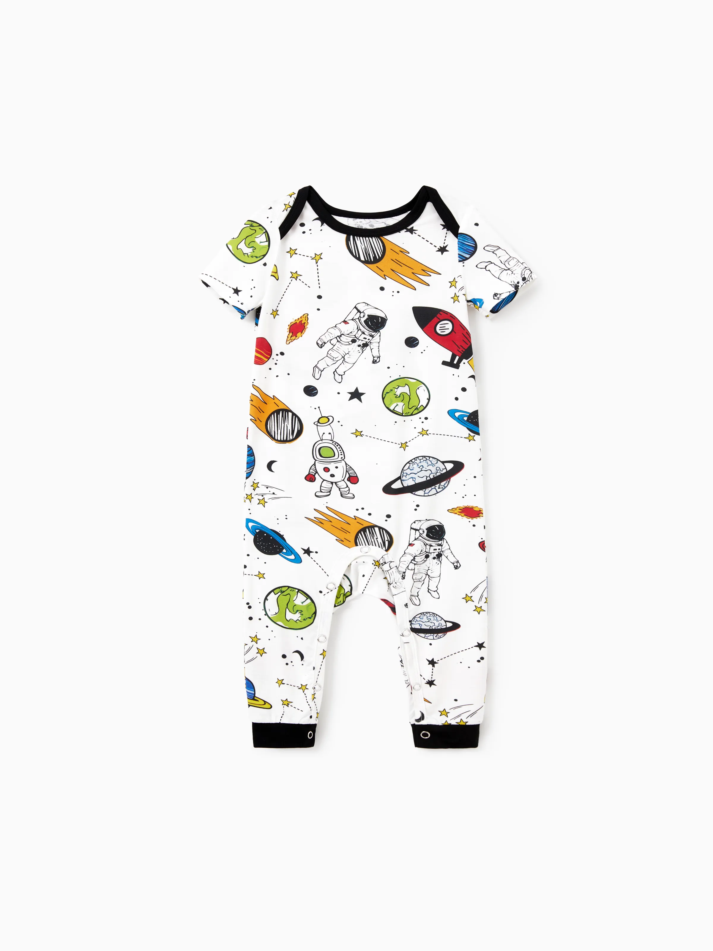 

Bamboo Viscose Family Matching Space Theme Print Short-sleeve Pajama Set (Snug-Fitting for Children‘s Size)