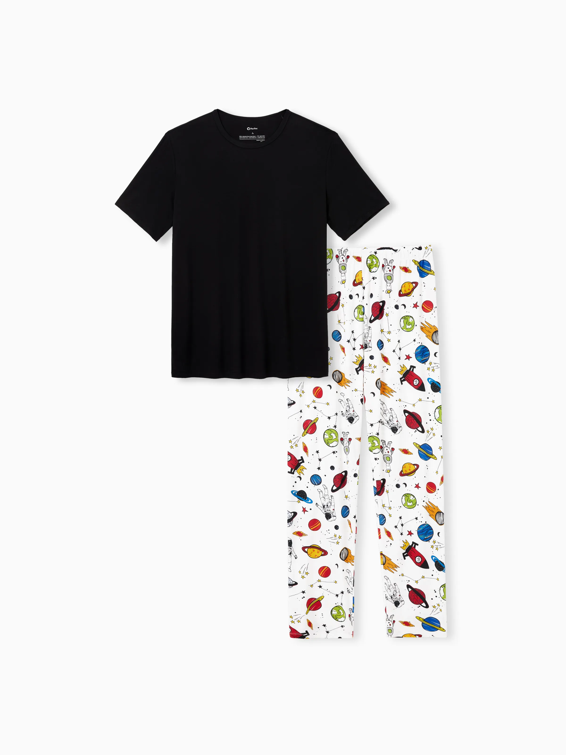 

Space Theme Print Short-sleeve Matching Bamboo Pajama Set