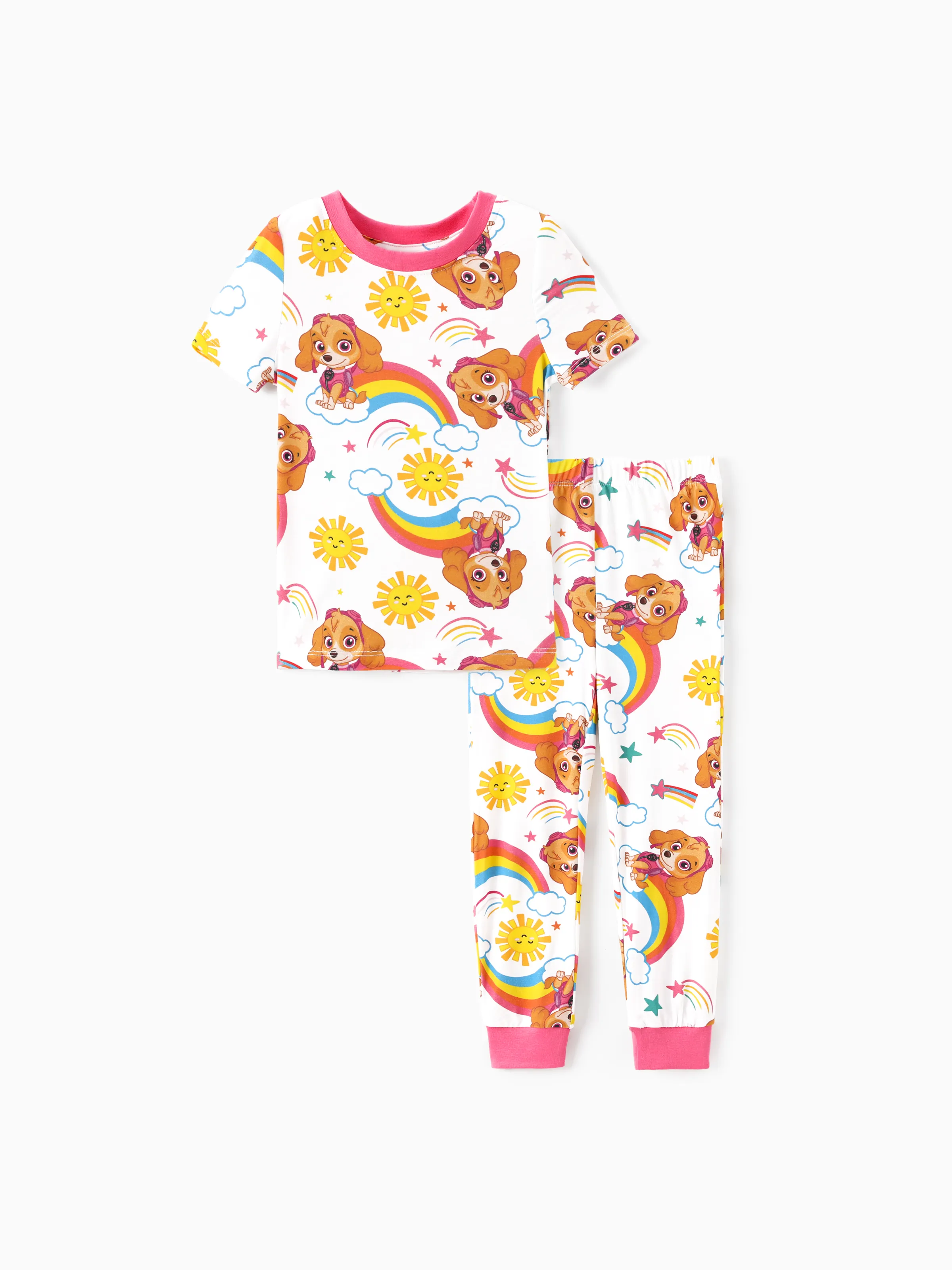 

PAW Patrol Toddler Boy/Girl 2pcs Chase Marshall Rubble/ Skye Smile/Rainbow Print Colorblock Snug-Fitting Pajamas Set