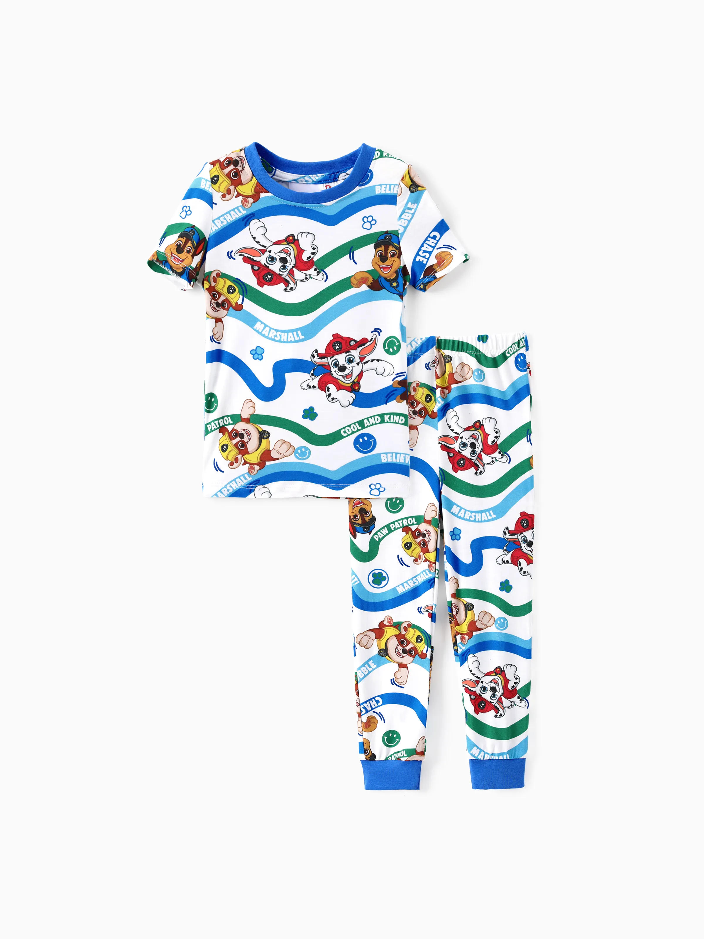 

PAW Patrol Toddler Boy/Girl 2pcs Chase Marshall Rubble/ Skye Smile/Rainbow Print Colorblock Snug-Fitting Pajamas Set