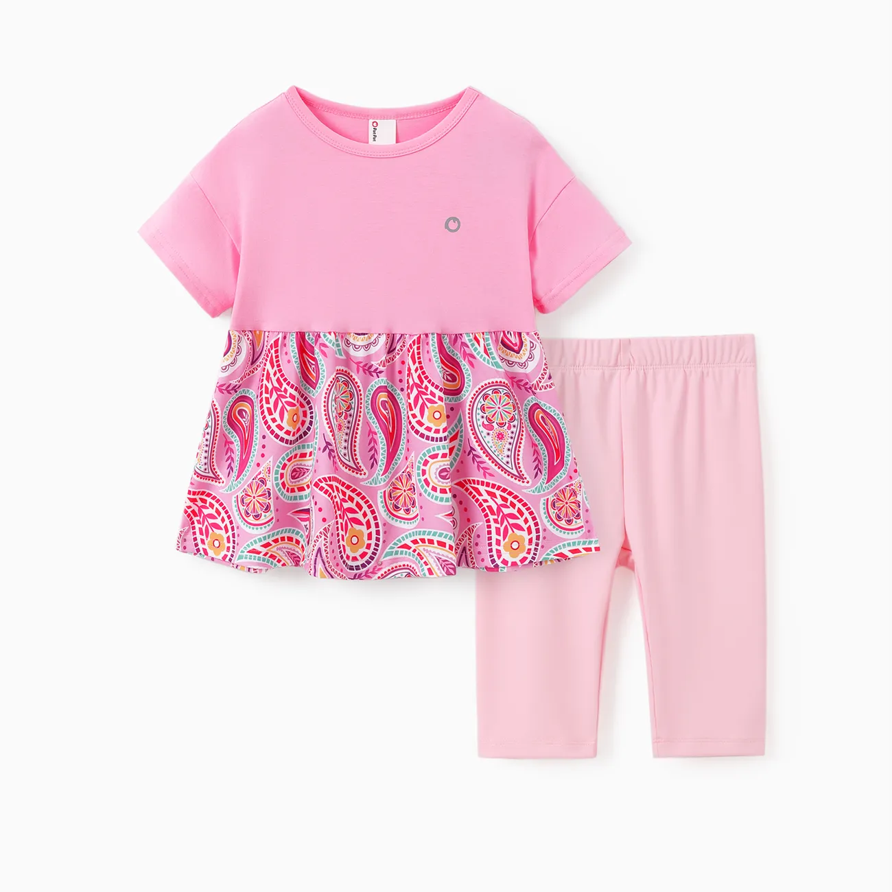 2pcs Toddler/Kid Girl Printed Splice Top and Leggings Set