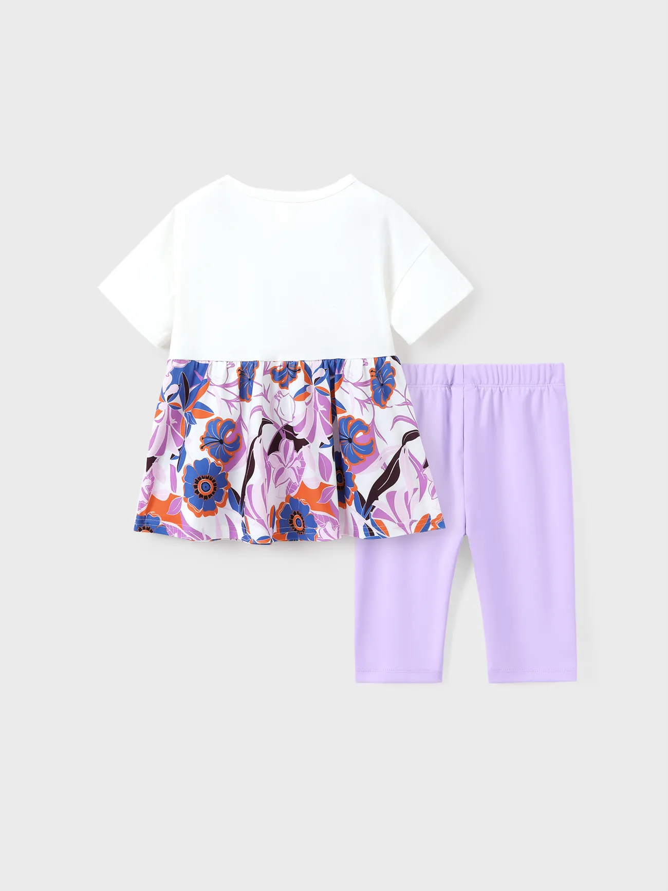 Purple - 2pcs Toddler/Kid Girl Printed Splice Top and Leggings Set - image 2