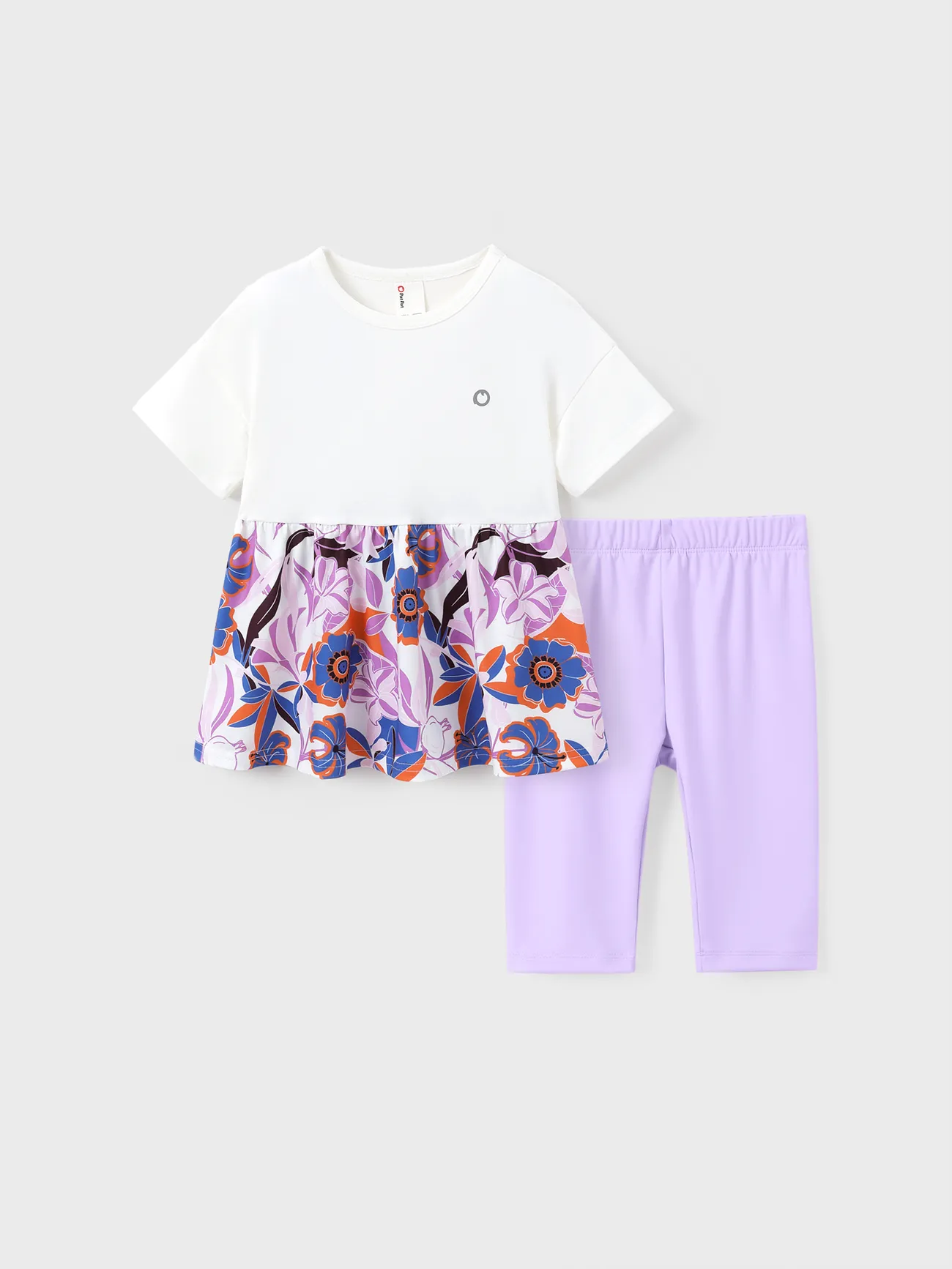 Purple - 2pcs Toddler/Kid Girl Printed Splice Top and Leggings Set - image 1