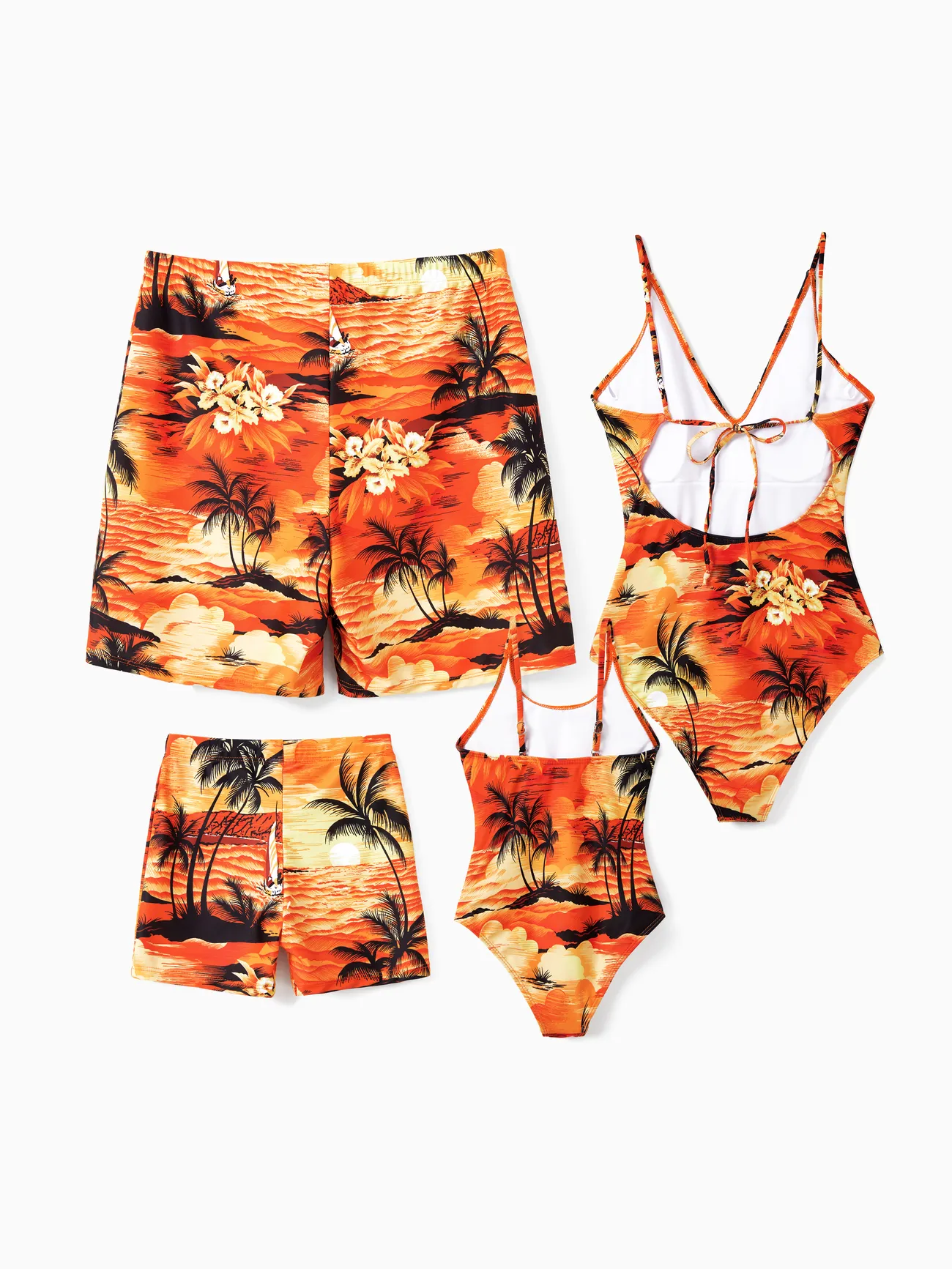 Boy - Tropical Hawaiian Swimsuits for Family Matching Swimwear - Orange - image 16