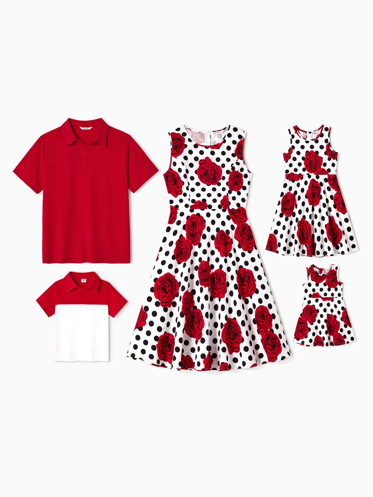 Día de San Valentín Looks familiares Flor grande Sin mangas Conjuntos combinados para familia Conjuntos - Multicolor - image 1
