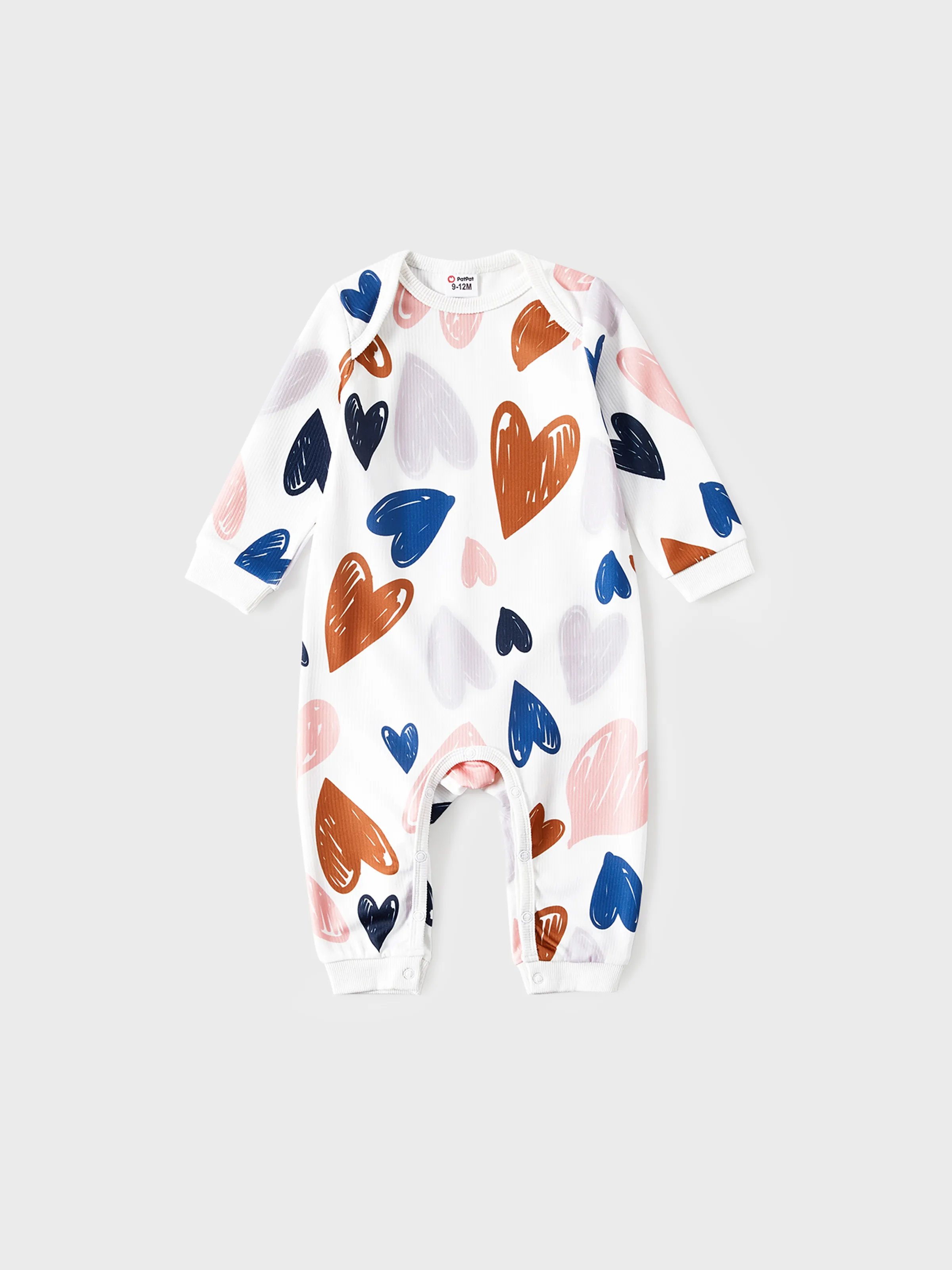 

Family Matching Allover Heart Print and Colorblock Ribbed Long-sleeve Sweatshirts