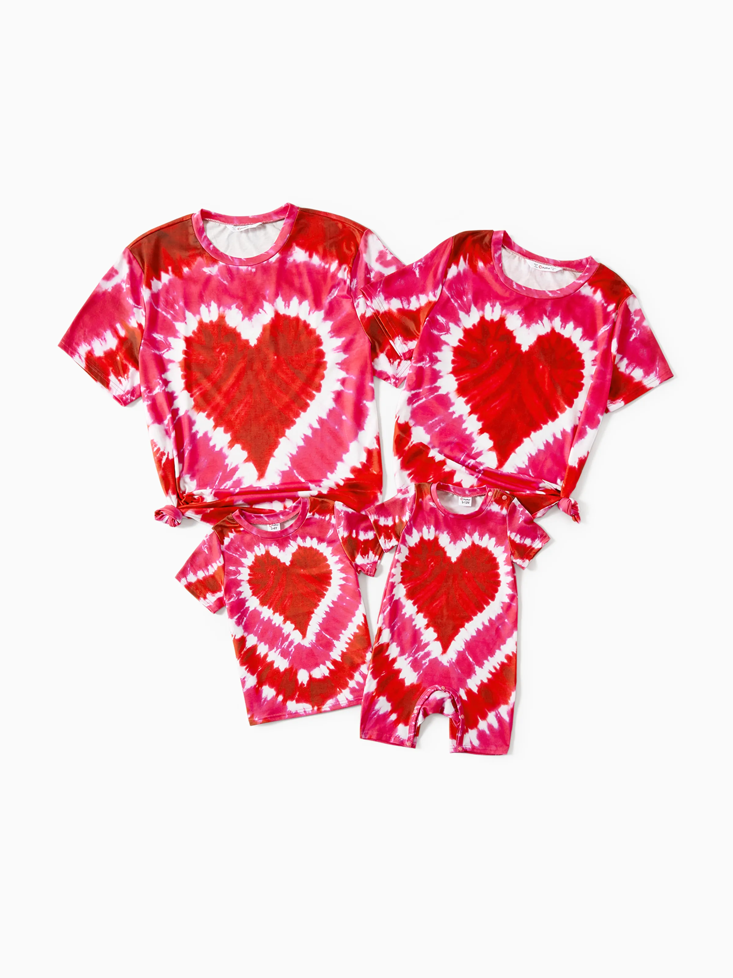 

Family Matching Short-sleeve Tie Dye Heart Graphic T-shirts