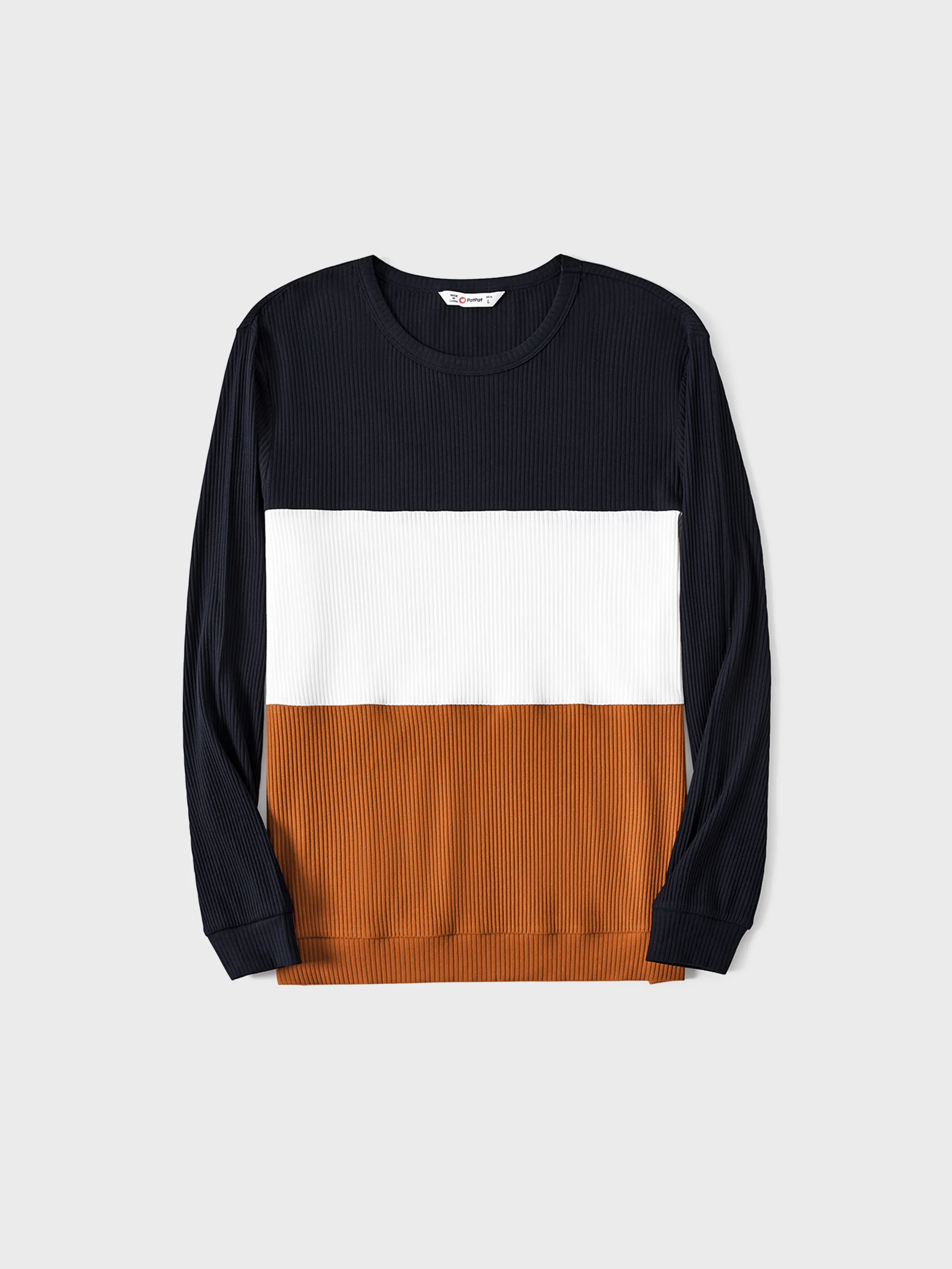 Sudaderas de manga larga acanaladas con bloques de color y estampado de corazones en toda la familia a juego