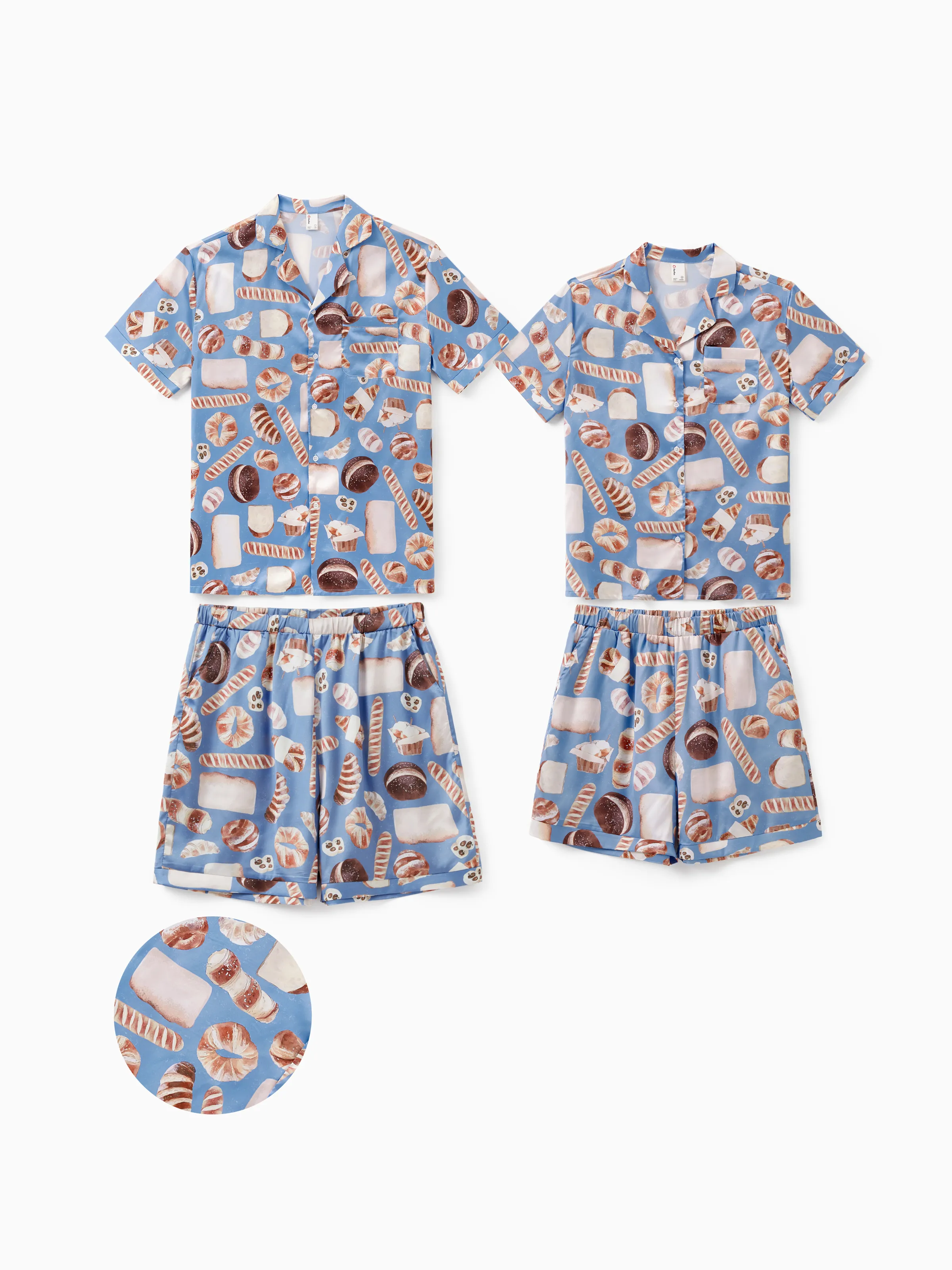 Family Matching Bread Print Short-sleeve Couple Pajama Set