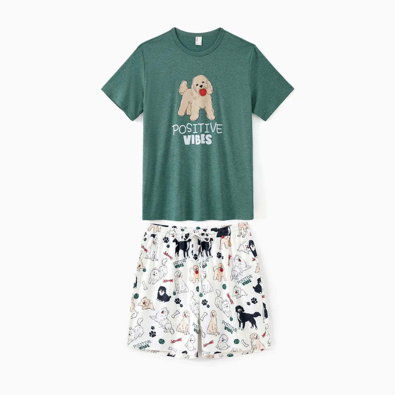 Family Matching Allover Cute Smile Doggy Pattern Short-sleeve Pajamas Set
