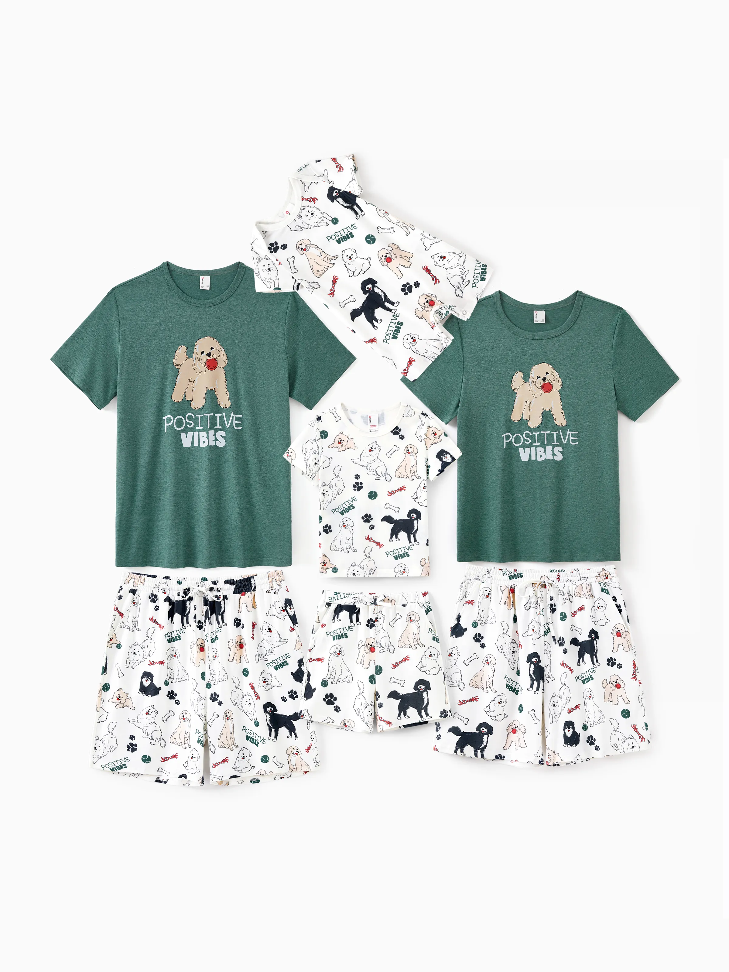 Family Matching Allover Cute Smile Doggy Pattern Short-sleeve Pajamas Set