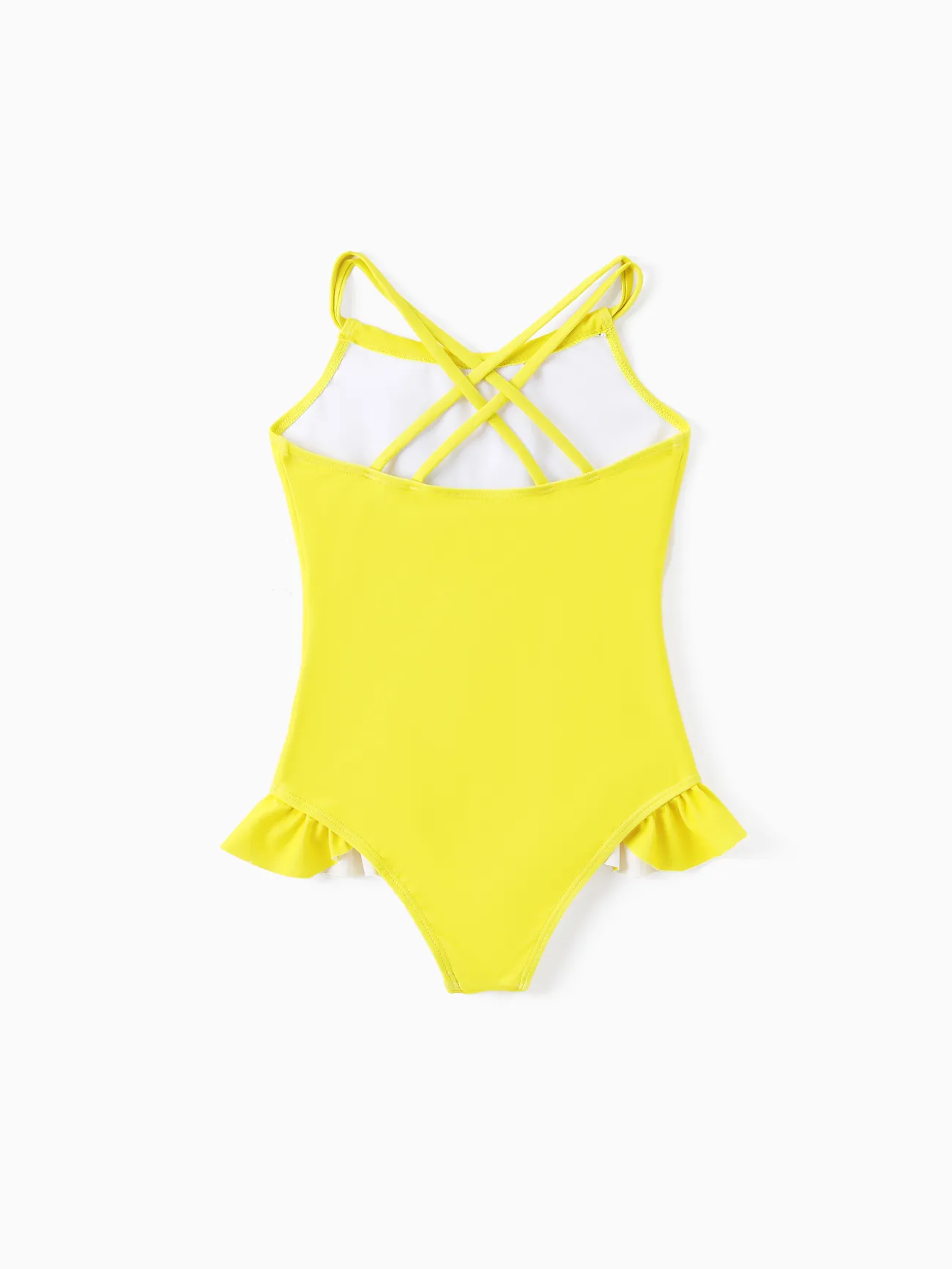 Yellow - SpongeBob SquarePants Toddler/Kid Girl 1pcs Character Gradient Print Ruffle-hem One-piece UPF 50+ Swimsuit - image 2