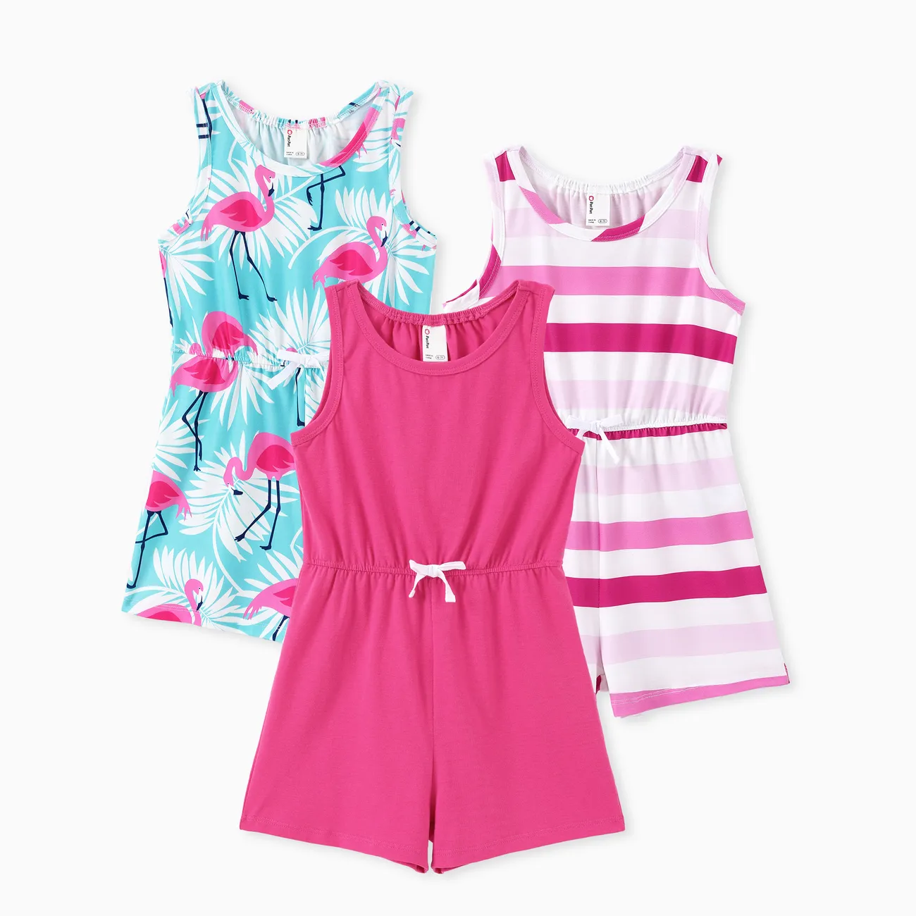 3-Pack Kid Girl Childlike Sleeveless Jumpsuits