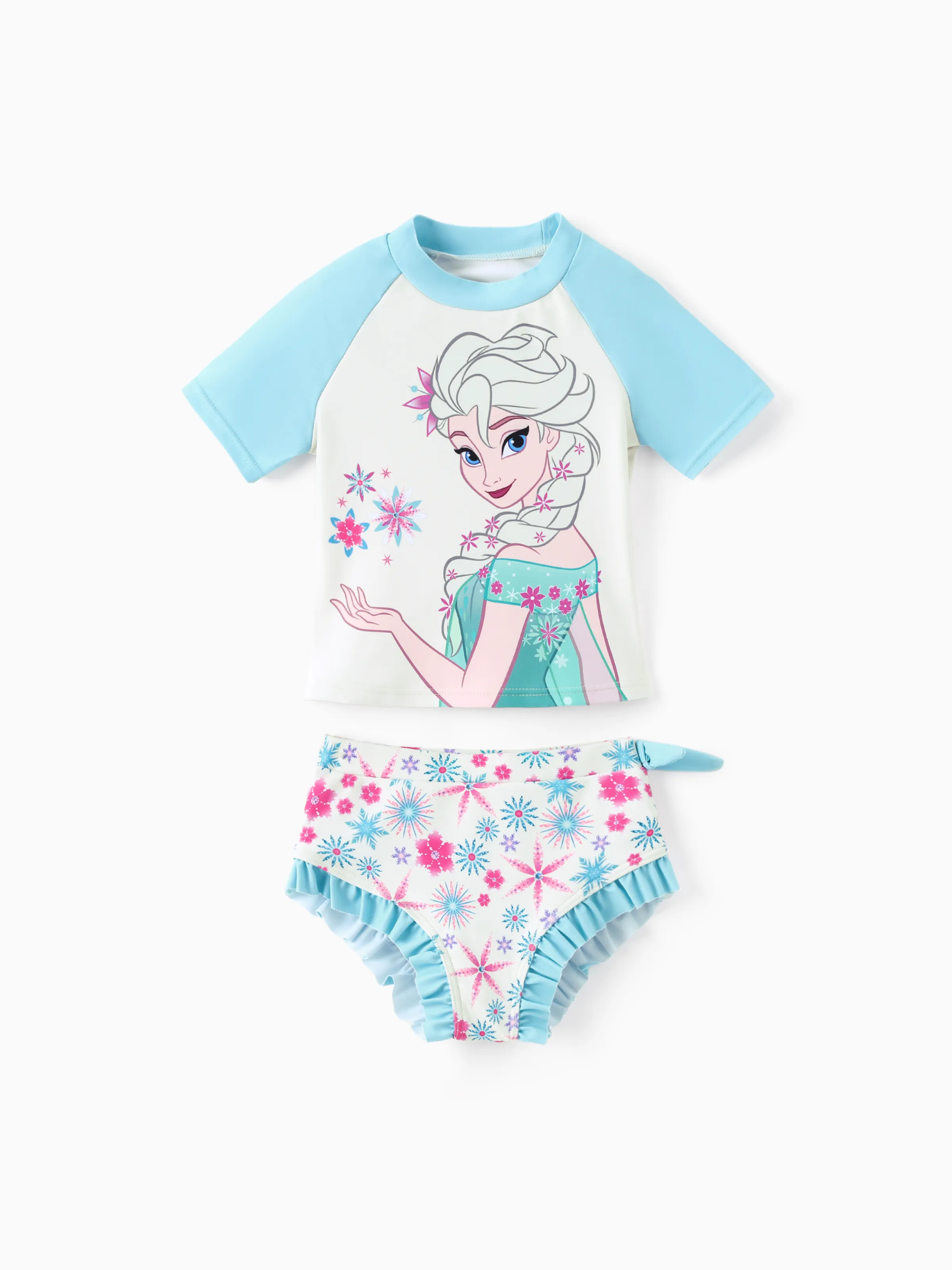 

Disney Frozen Toddler Girls Elsa 2pcs Character Print Short-sleeve UPF 50+ Swimsuit