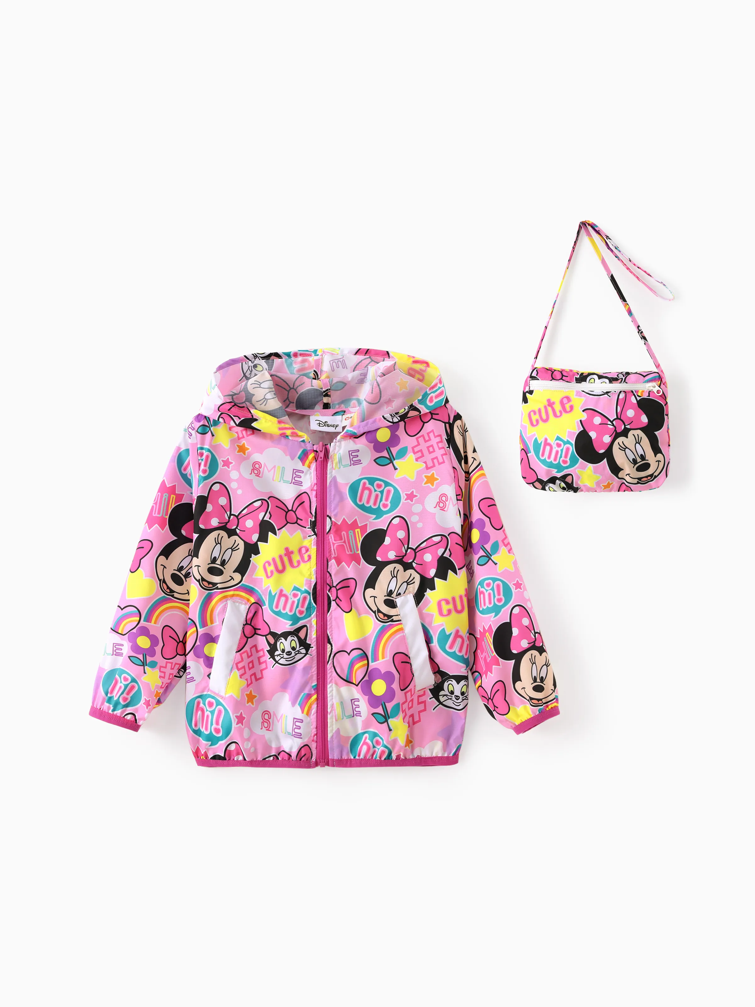 

Disney Mickey and Friends Toddler Boy/Girl 1pc Graffiti Allover Print Zipper Hooded Sun Protection Storage Long-sleeve Jacket