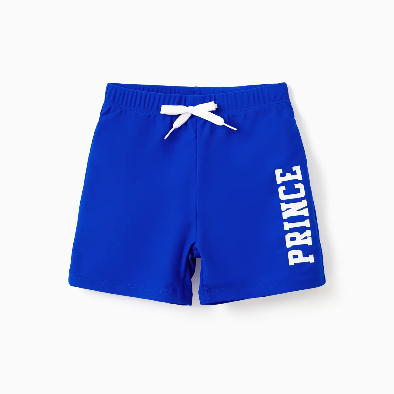 Family Matching Blue Ruffle Trim Two-piece Swimsuit and Letter Print Swim Trunks