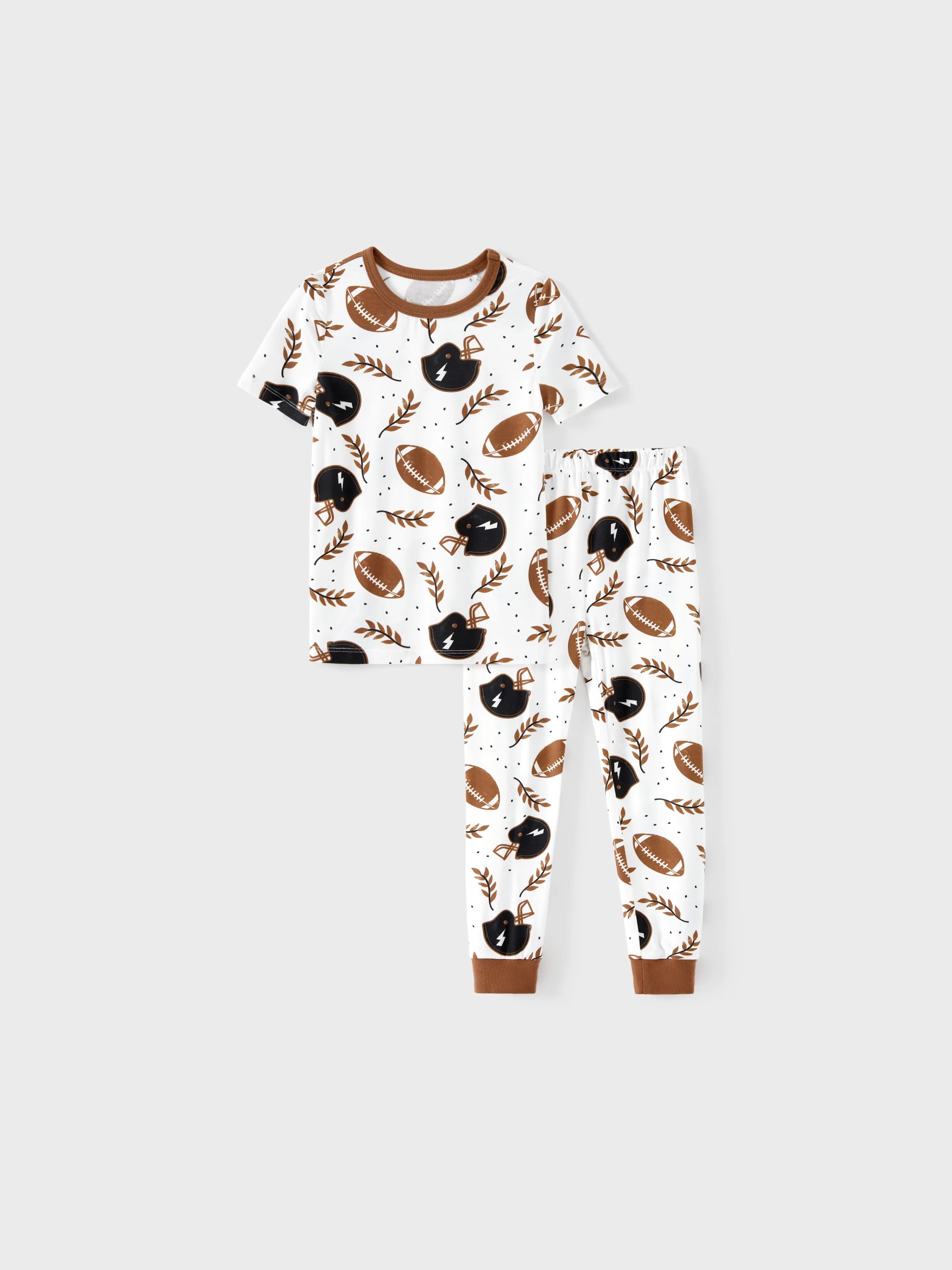 

Family Matching Football and Letter Print Short-sleeve Bamboo Pajama Set