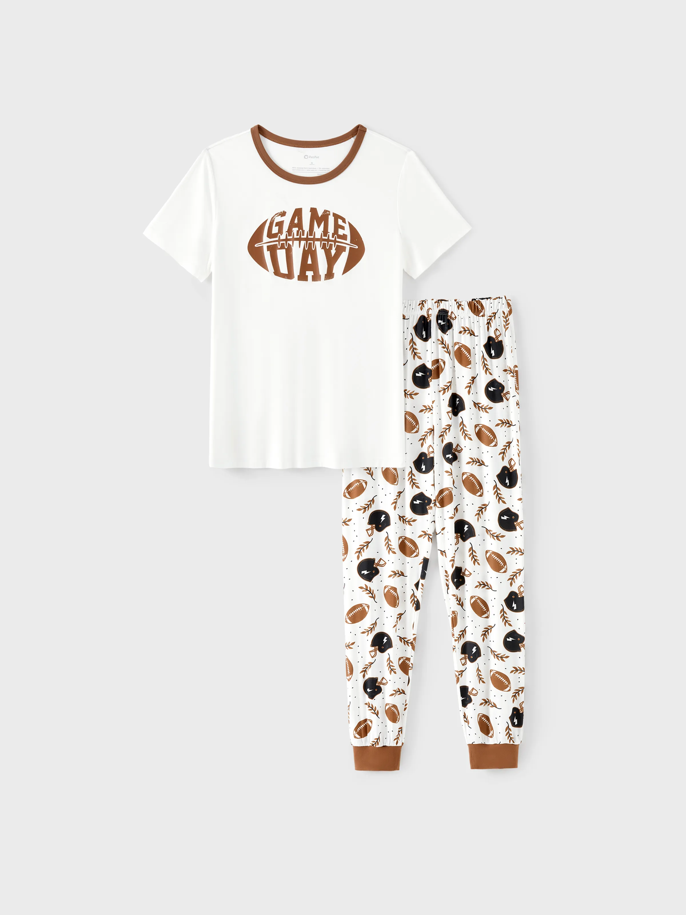 

Bamboo Viscose Family Matching Football and Letter Print Short-sleeve Pajama Set (Snug-Fitting for Children‘s Size)