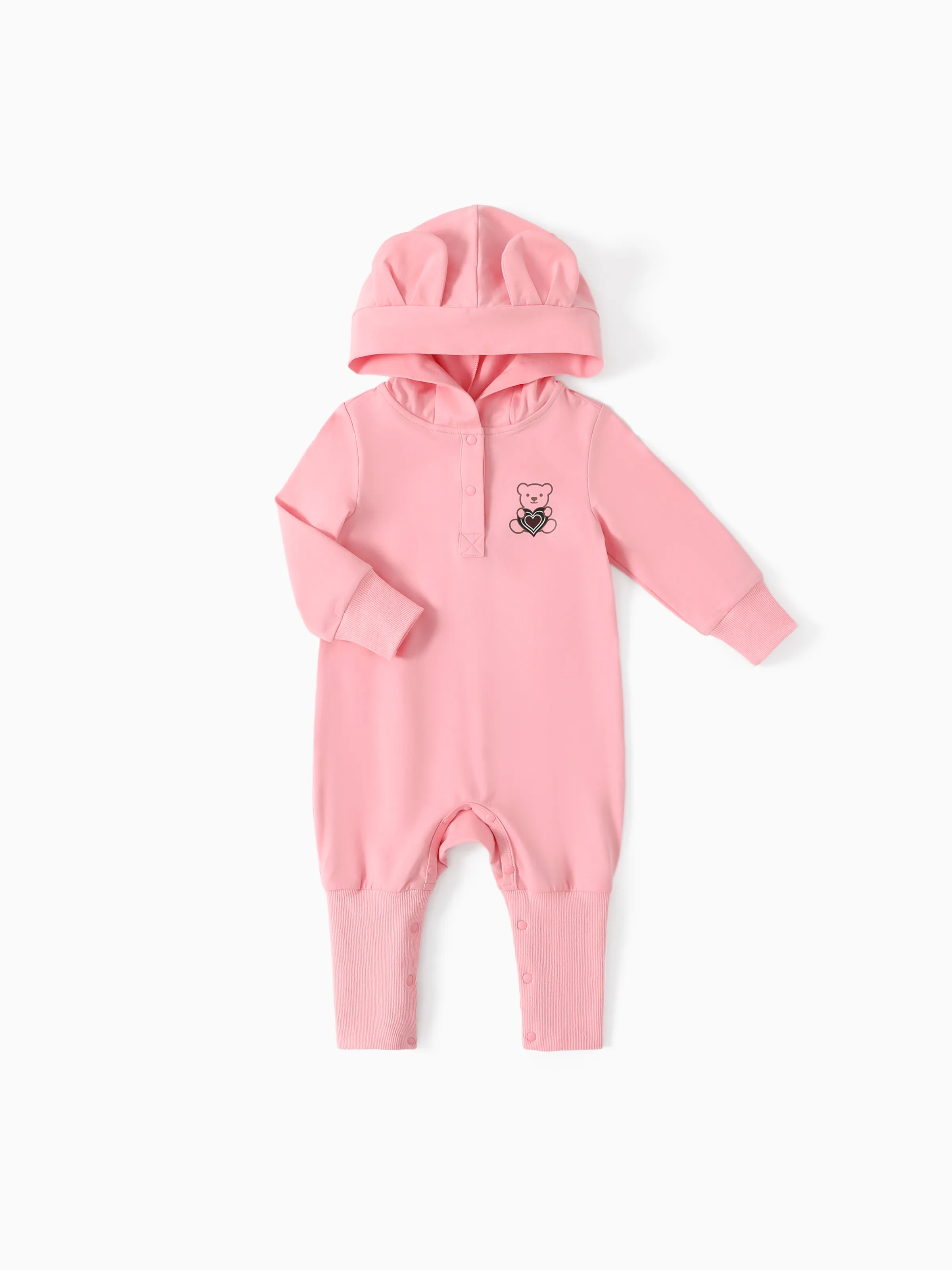 

Baby Boy/Girl Bear Temp-Sensing Print 3D Ear Hooded Jumpsuit