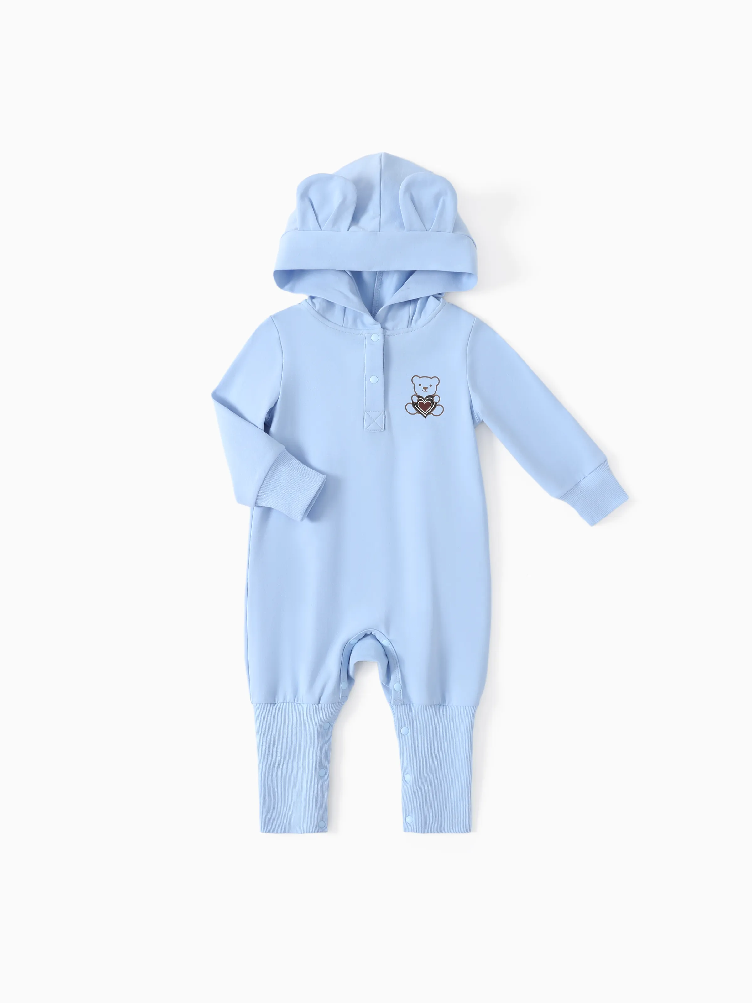 

Baby Boy/Girl Bear Temp-Sensing Print 3D Ear Hooded Jumpsuit