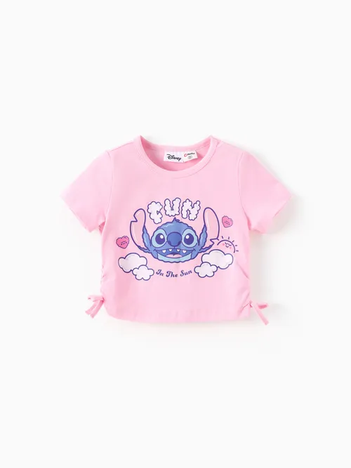 

Disney Stitch Toddler/Kid Girl 1pc Cotton Character Cloud Print Short-sleeve Drawstring Top