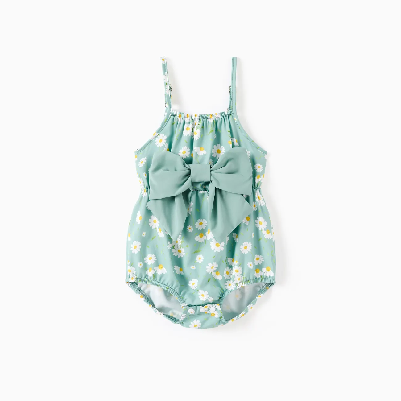 Baby Girl Sweet Floral Print Bowknot Romper