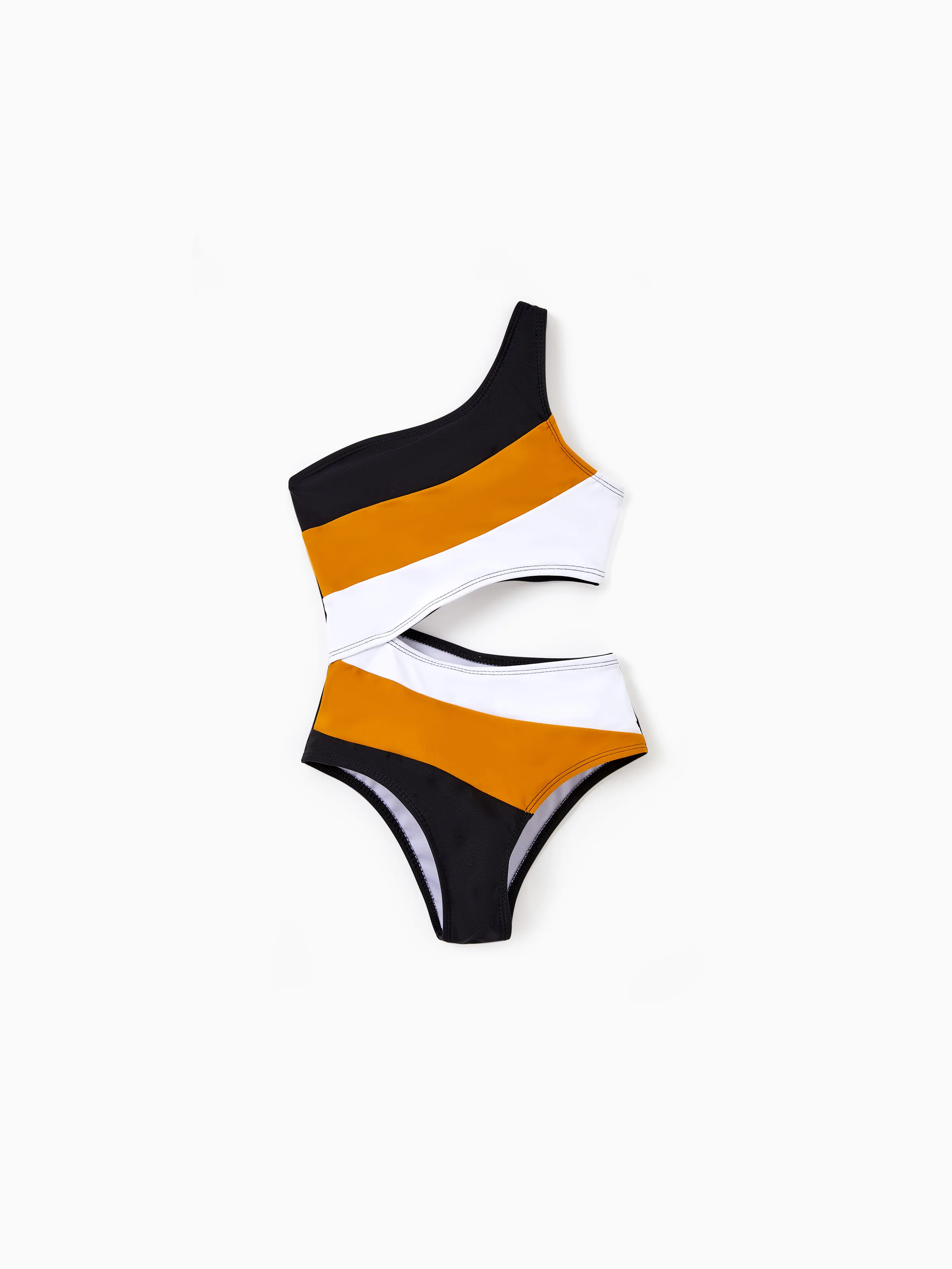 

Family Matching Colorblock Swim Trunks Shorts or Cut Out Waist One-Shoulder One-piece Swimsuit