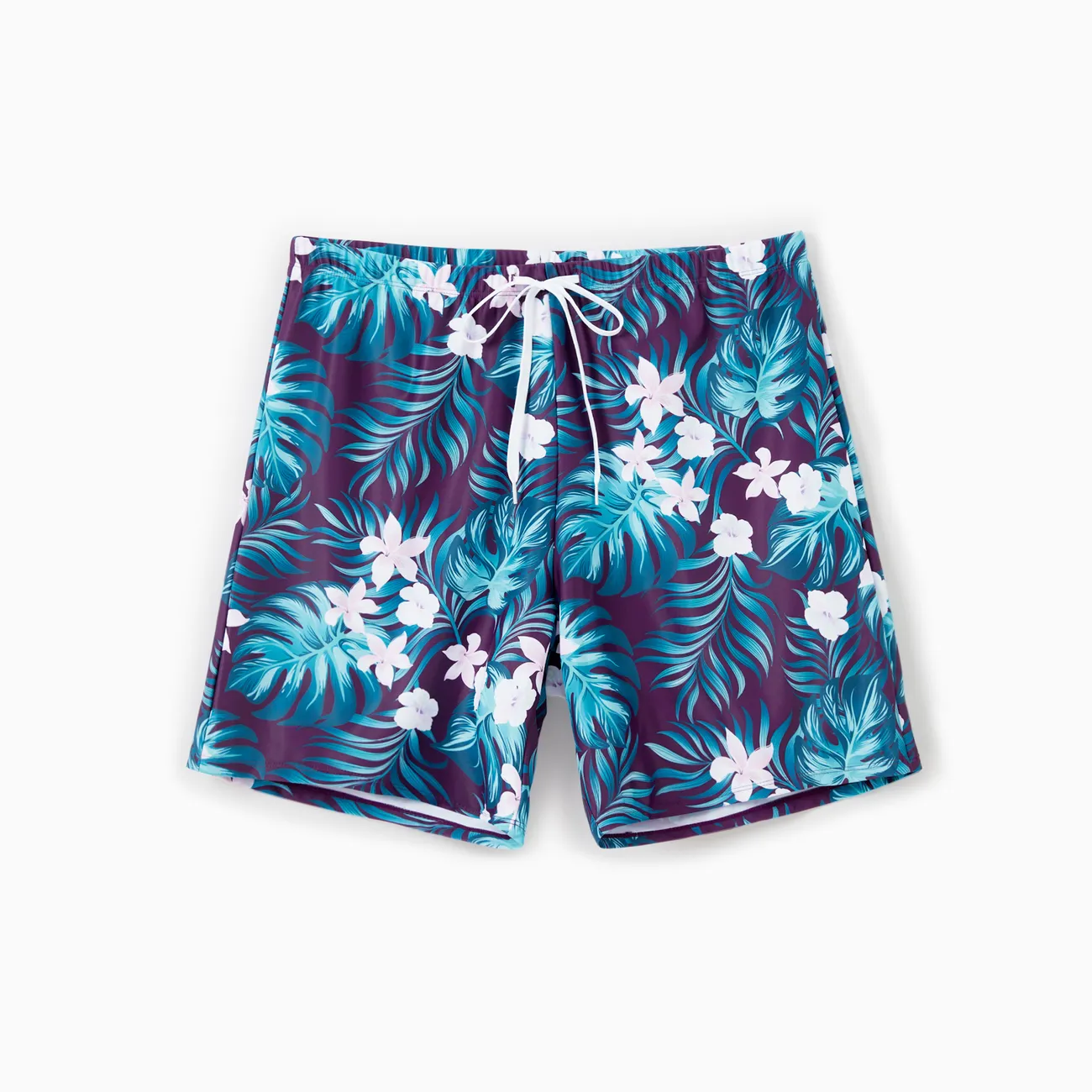 Family Matching Tropical Plants and Floral Print Swim Trunks or Halter two-piece Swimsuit