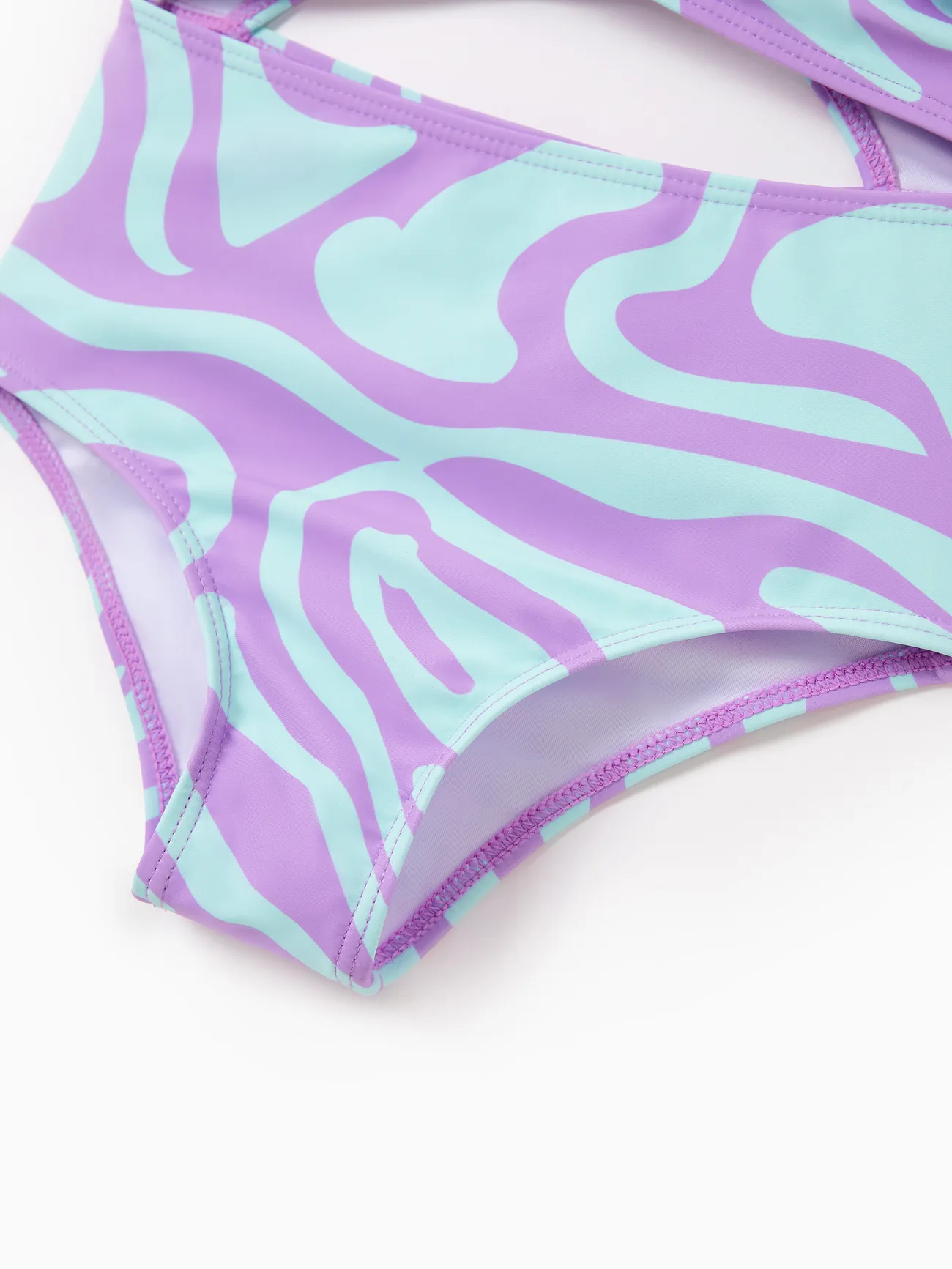 Girl - Purple Matching Swimsuits for Couple and Family - Wave Swim Trunks or One-Piece Swimsuit Midriff Cutout - Purple - image 11