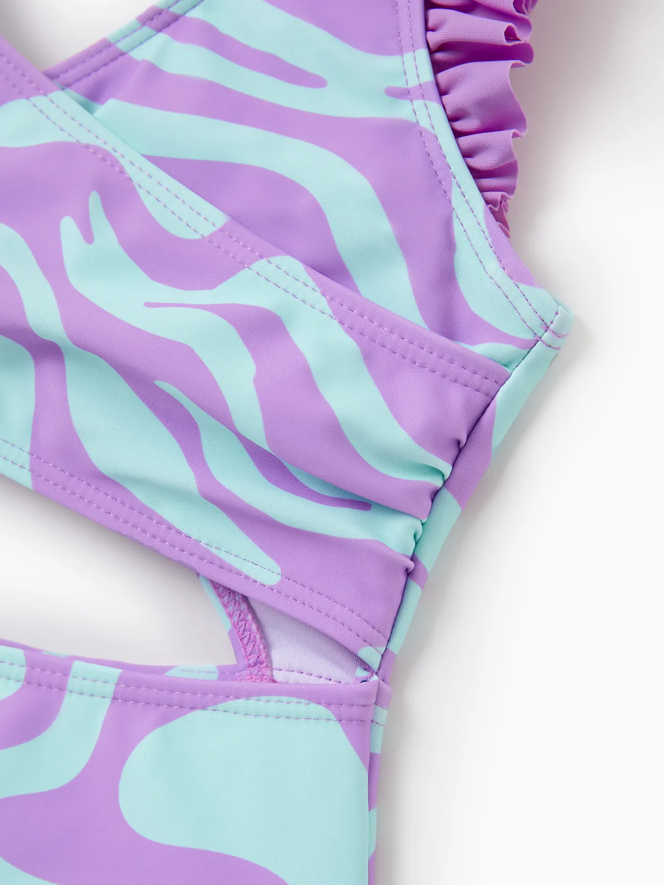 Girl - Purple Matching Swimsuits for Couple and Family - Wave Swim Trunks or One-Piece Swimsuit Midriff Cutout - Purple - image 10