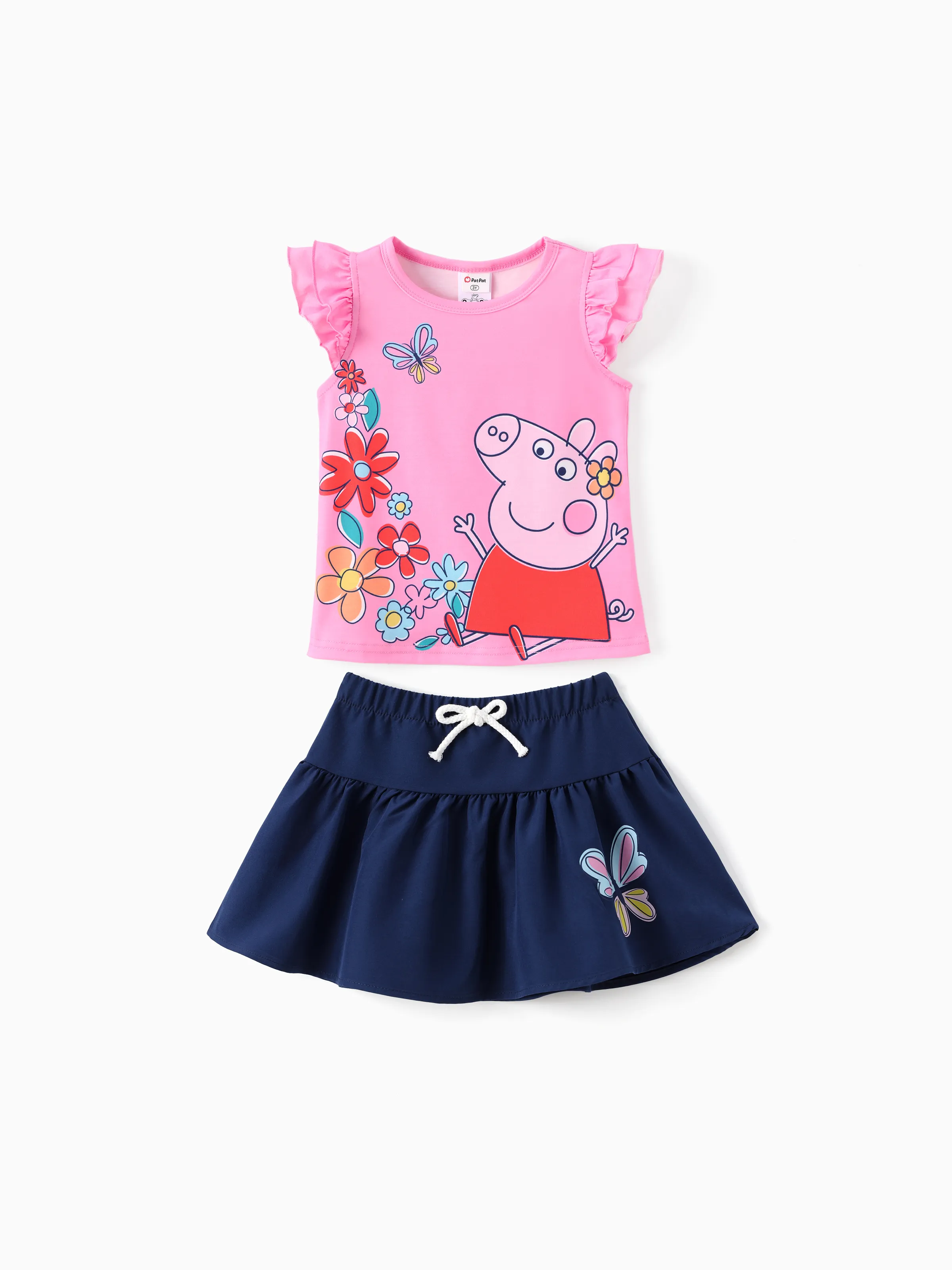 

Peppa Pig Toddler Girl 2pc Character Floral Print Ruffle-sleeve Top And Skirt Set