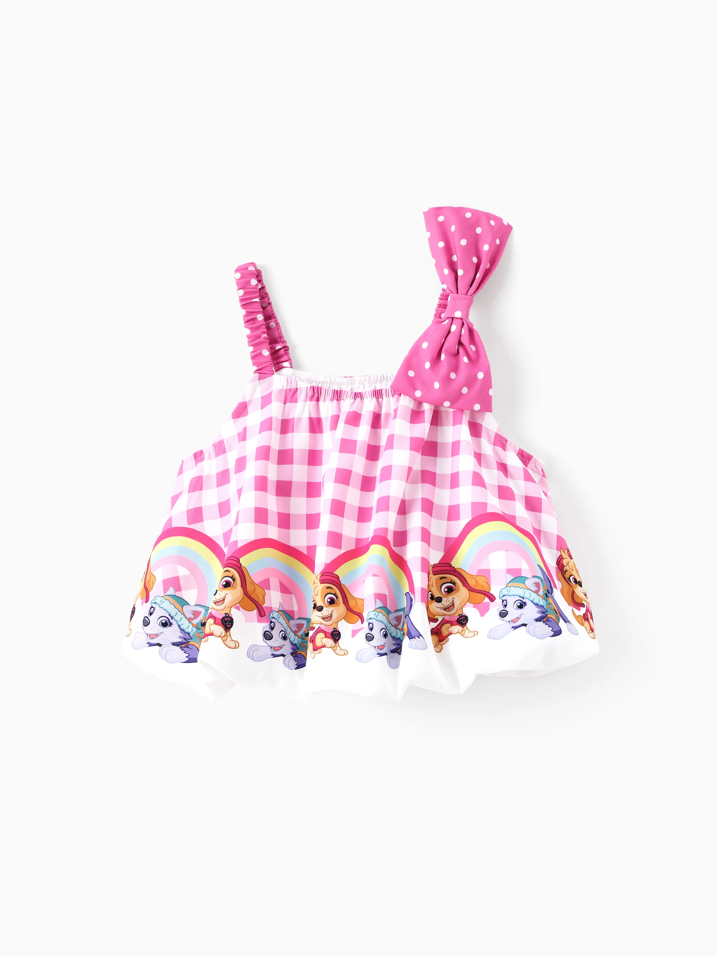 

PAW Patrol Toddler Girl 1pc Skye And Everest Plaid Print Bowknot Sleeveless Peplum Top