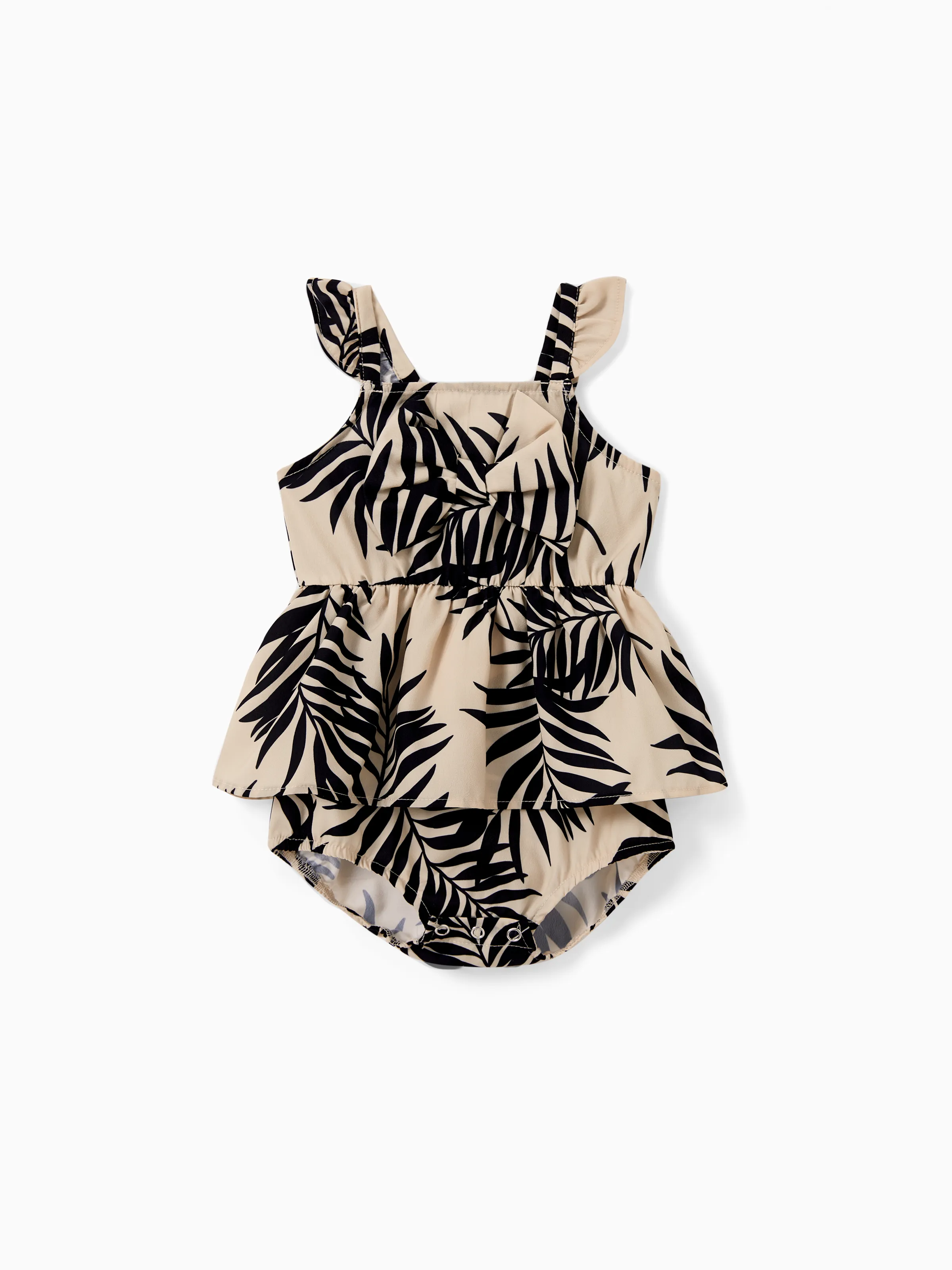 

Family Matching Tropical Leaf Print Short-sleeve Shirt or Camisole Top and A-line Skirt Co-ord Set