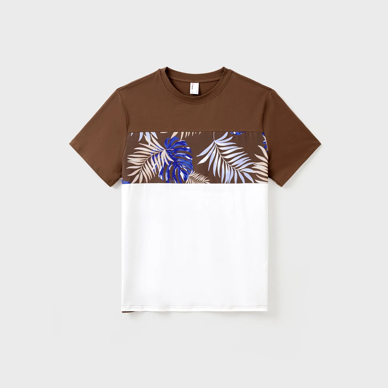Family Matching Tropical Plant Print Short-sleeve Tee or Camisole Belted Dress Set