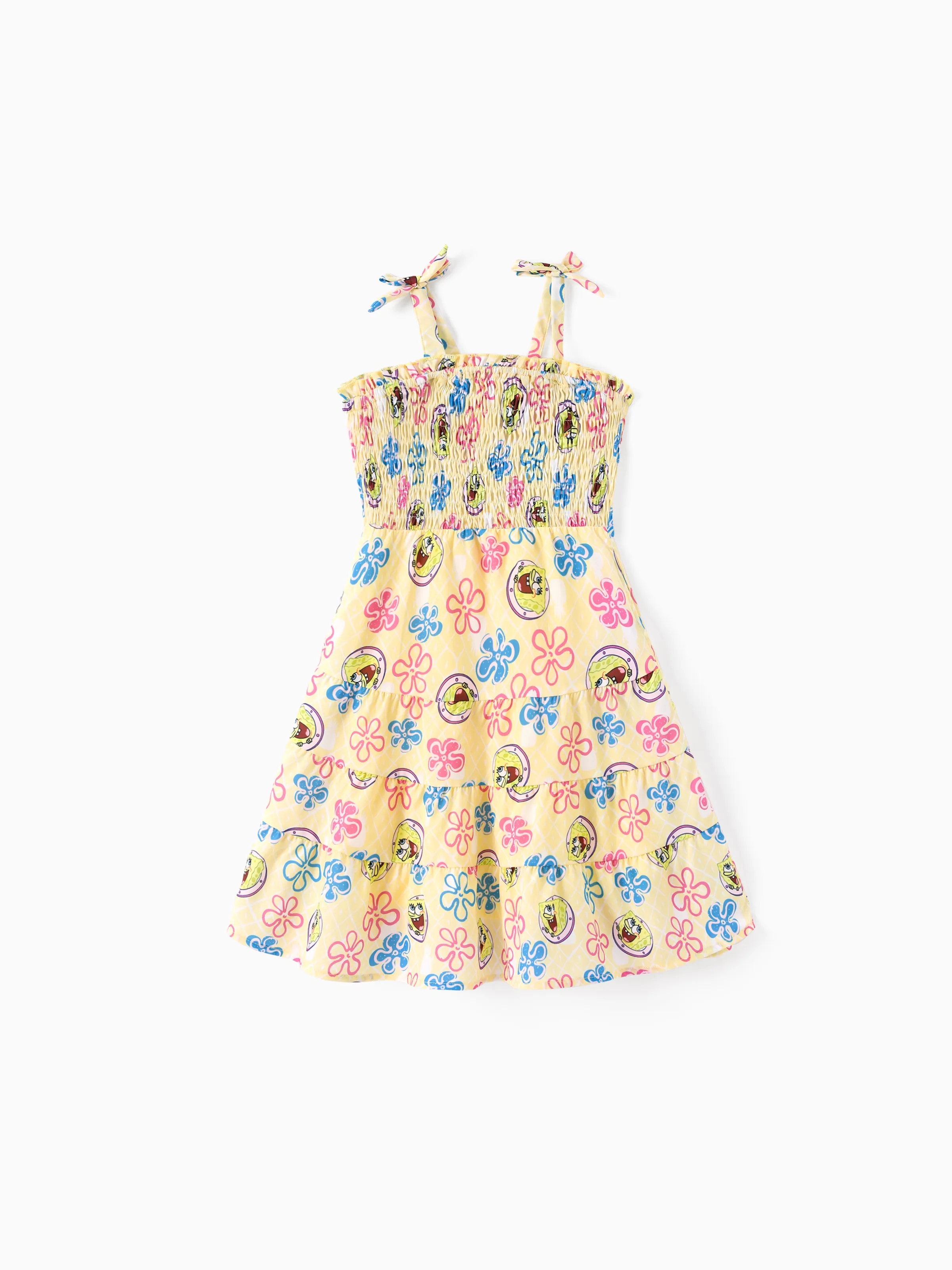 

SpongeBob SquarePants Family matching 1pc Character Floral Allover Print Smocking Ruffled Dress/Jumpsuit/Cotton Top