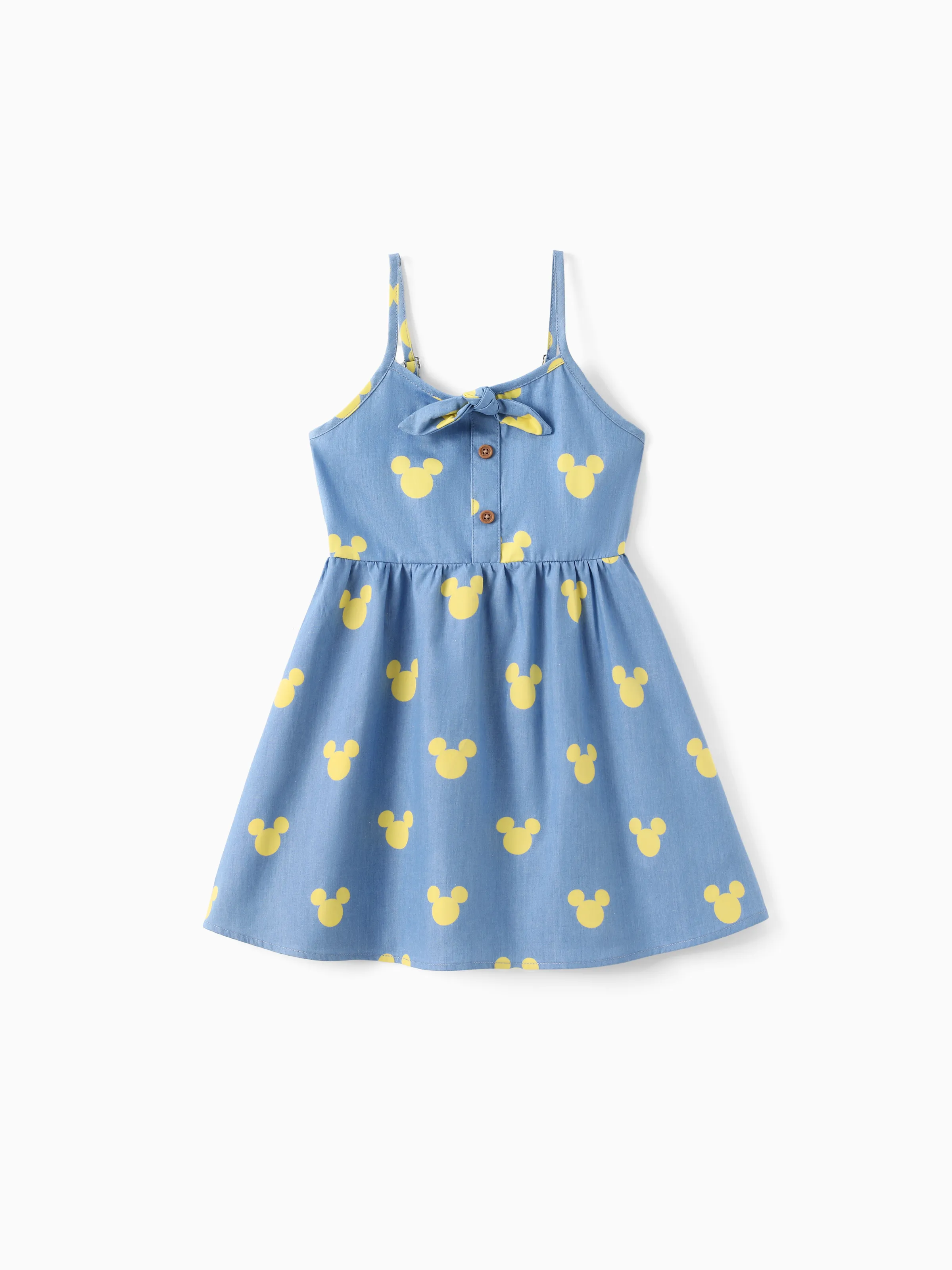 

Disney Mickey and Friends Family matching 1pc Mickey Mouse Allover Print Button Denim Dresse/Jumpsuit/ Gradient Print Sunproof Top Unisex Character Tops for Family Look - Button/Secret Button Design - Regular Fit