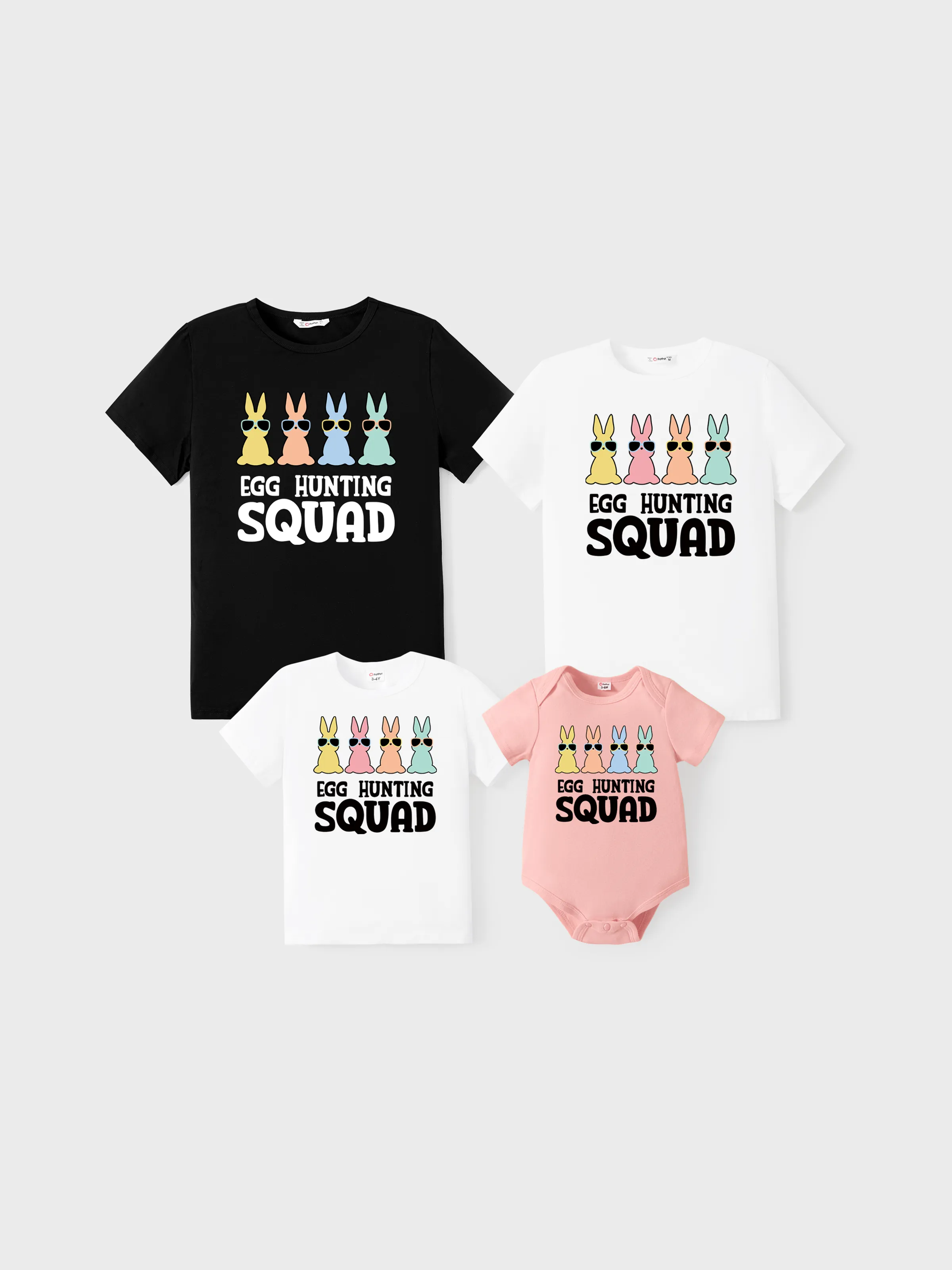 Family Matching Easter Outfits - Cotton T-shirts with Egg Hunting Squad Print