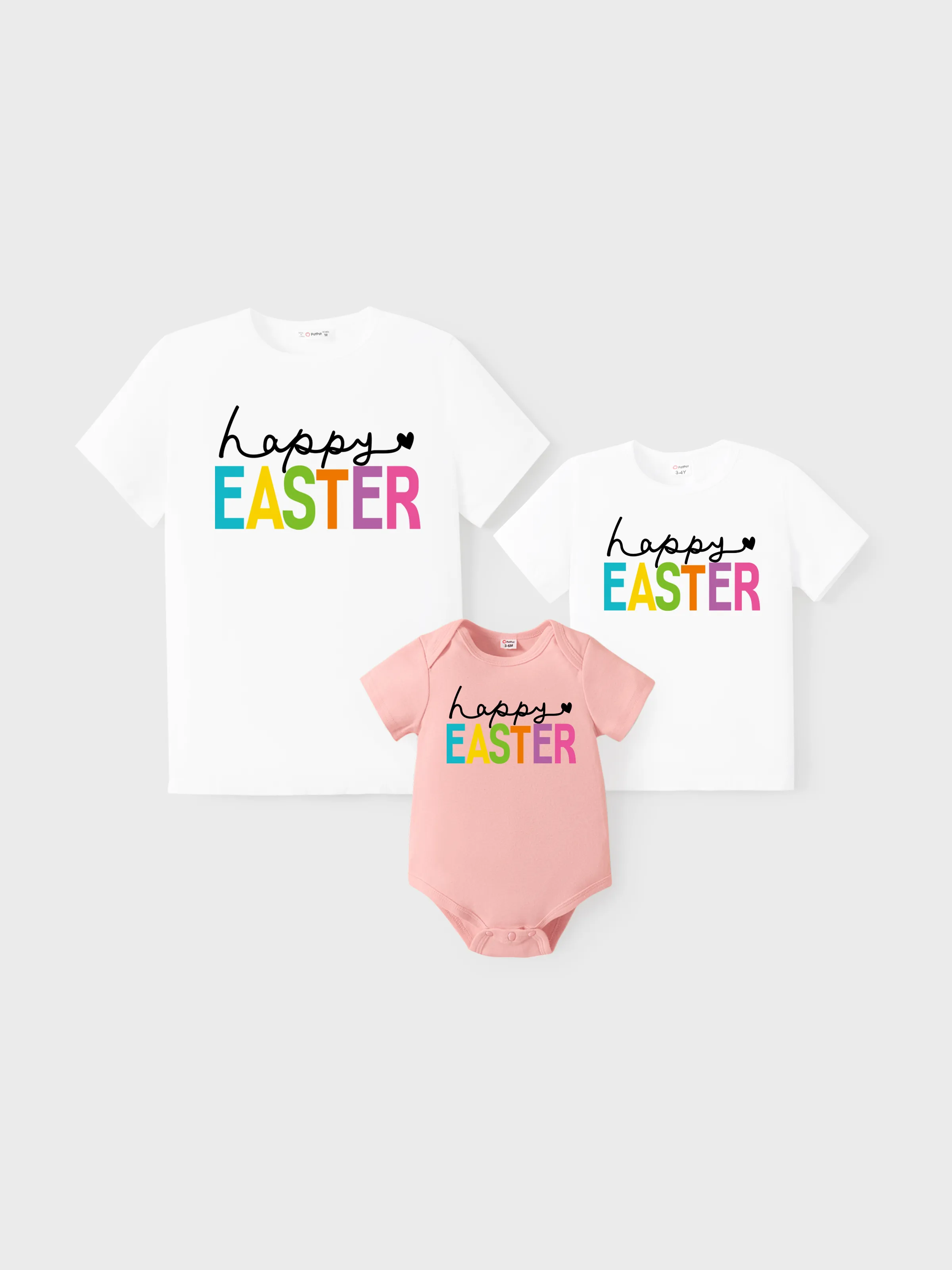 Family Matching Easter Shirts White - Cotton Happy Easter Pattern