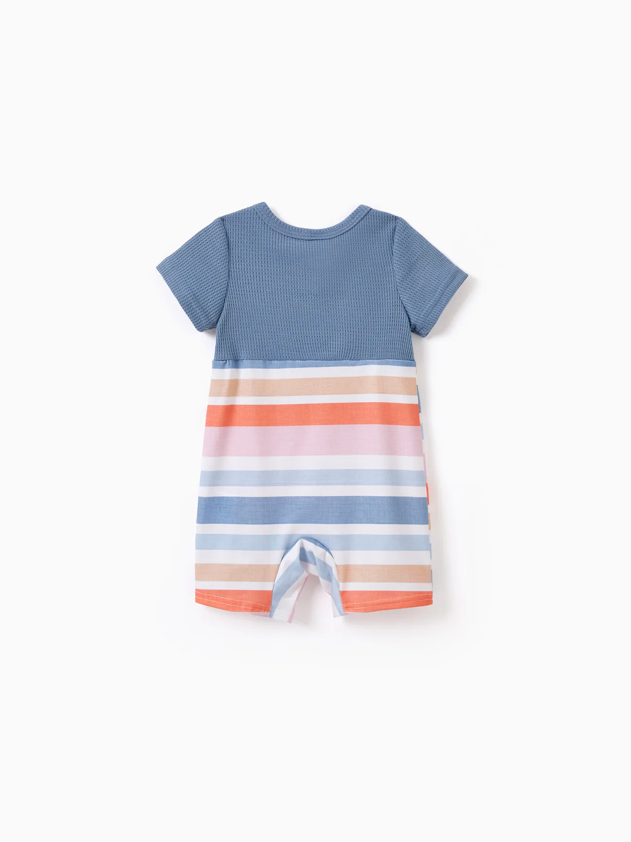 Baby - Matching Family Outfits - Blue Short-sleeve Tee or Colorful Stripe Camisole Dress for Cruise/Resort/Casual - Multi-color - image 13